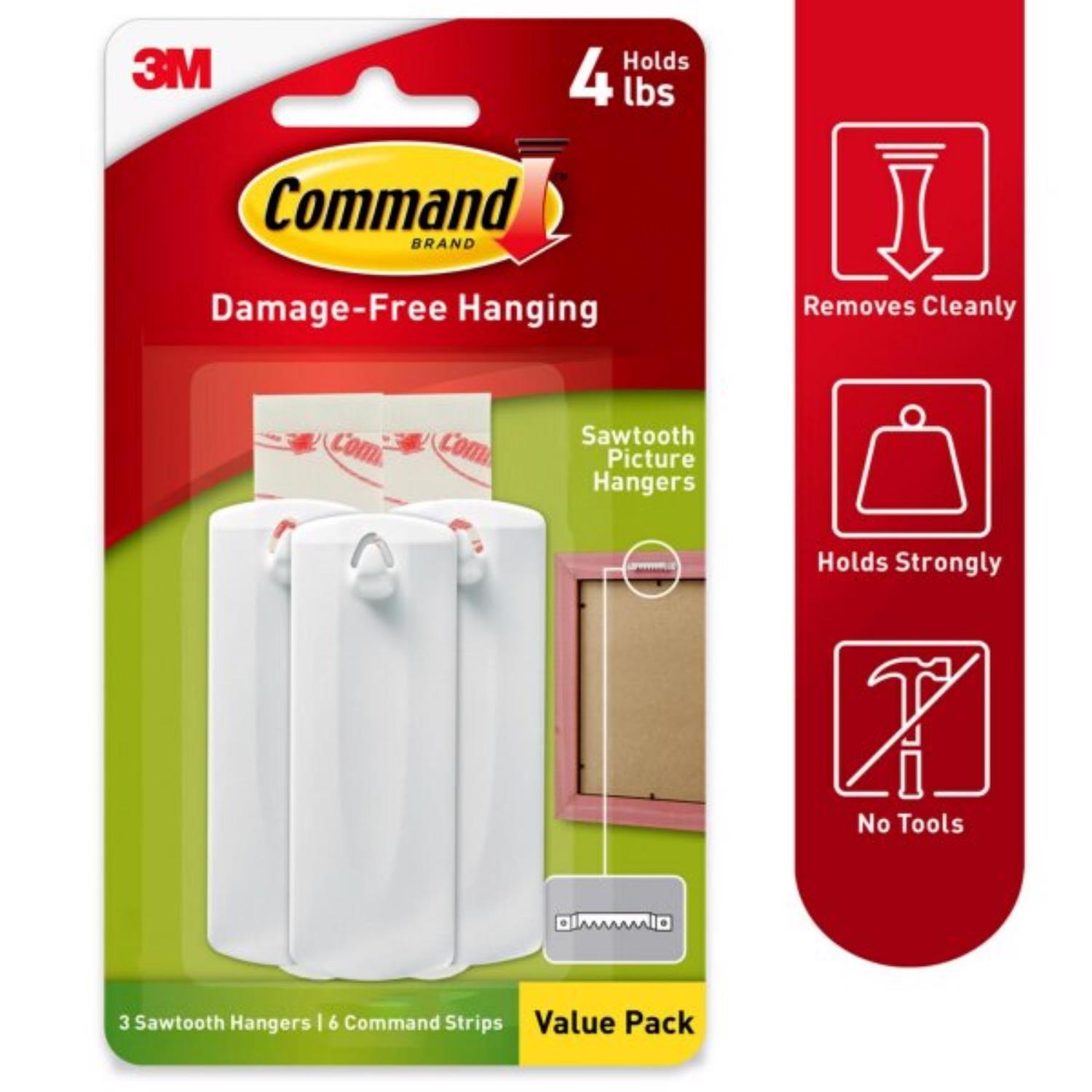 3M Command White Sawtooth Picture Hanger 4 lb 3 pk