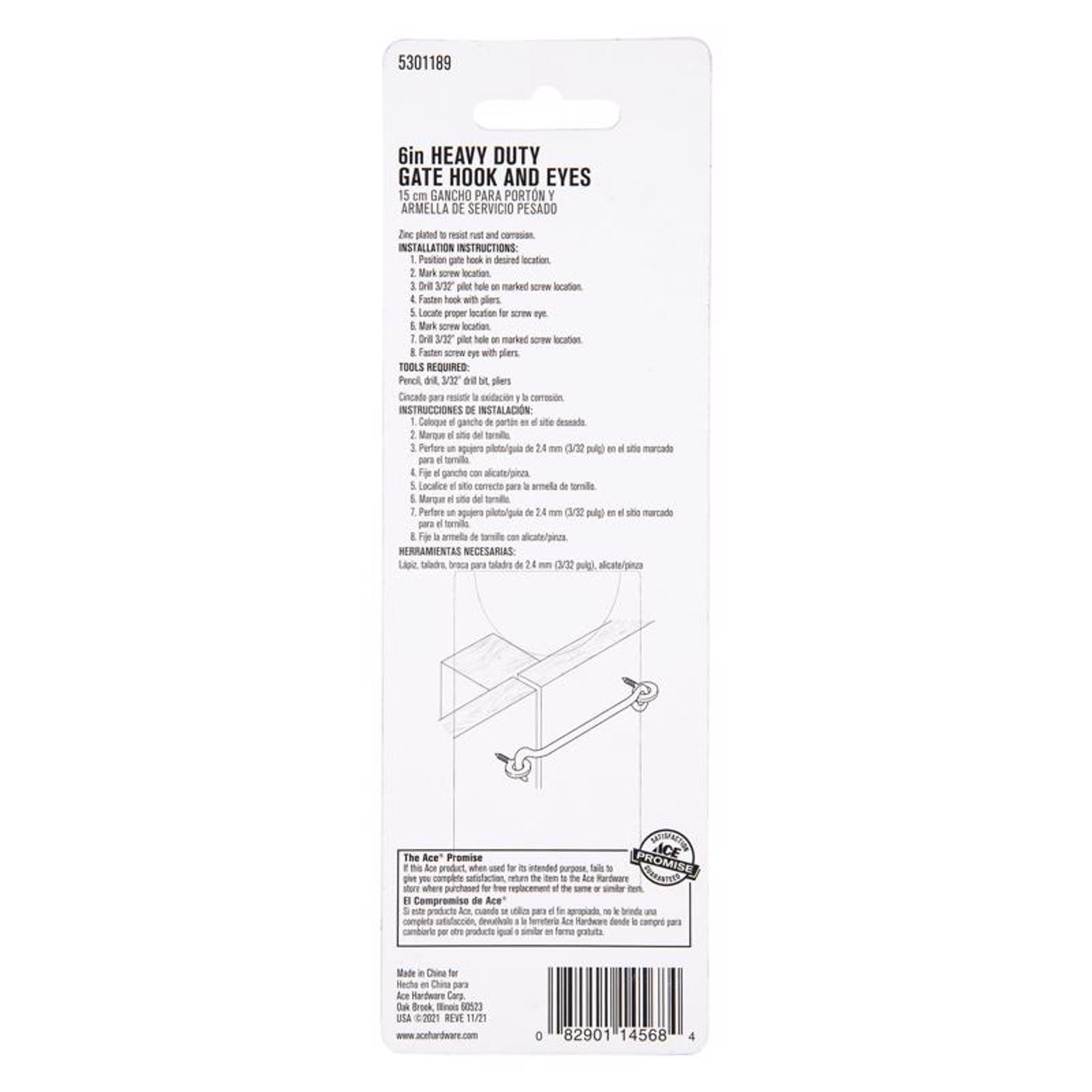 Ace 1 in. L Zinc Heavy Duty Gate Hook and Eye 1 pk