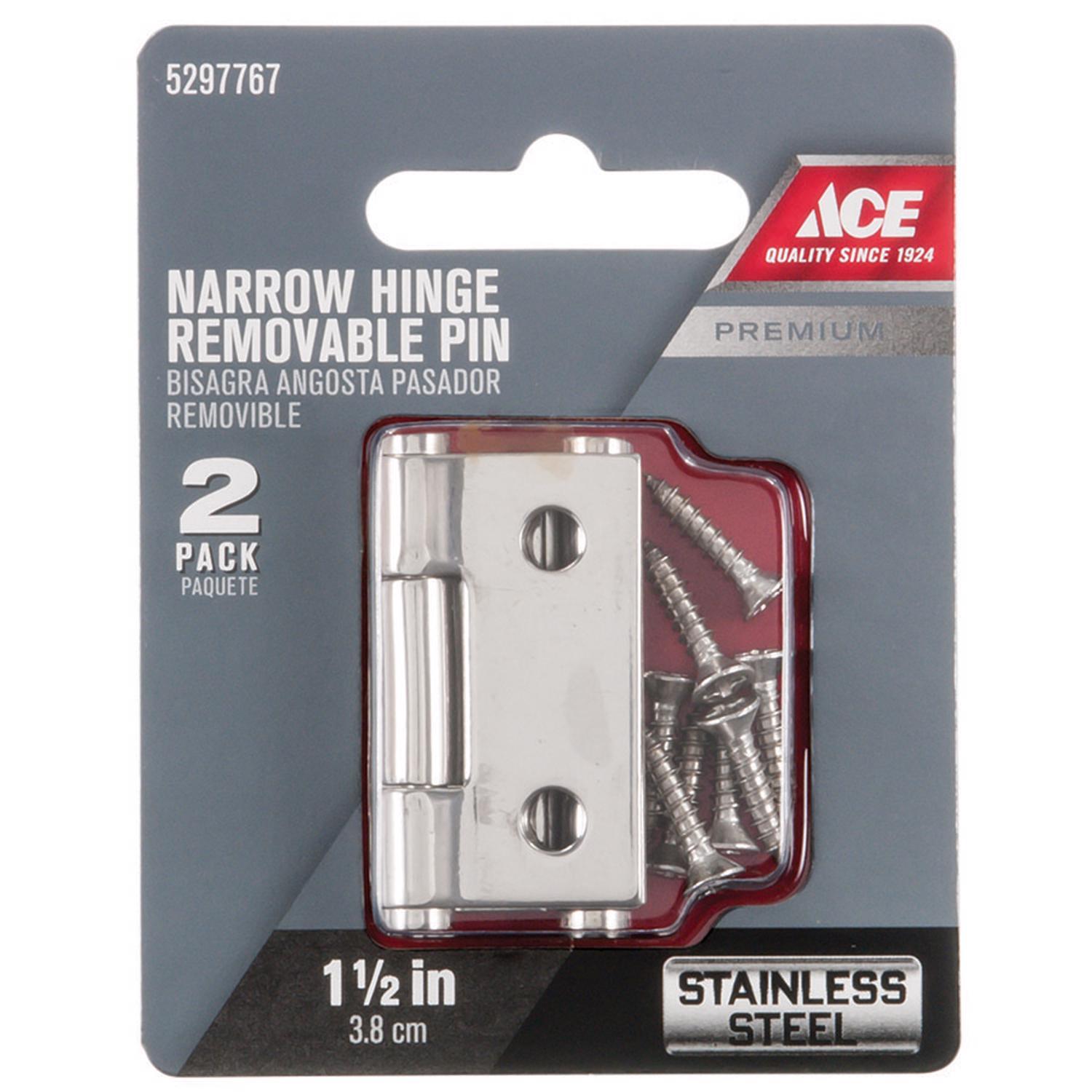 Ace .95 in. W X 1-1/2 in. L Stainless Steel Silver Stainless Steel Narrow Hinge 2 pk