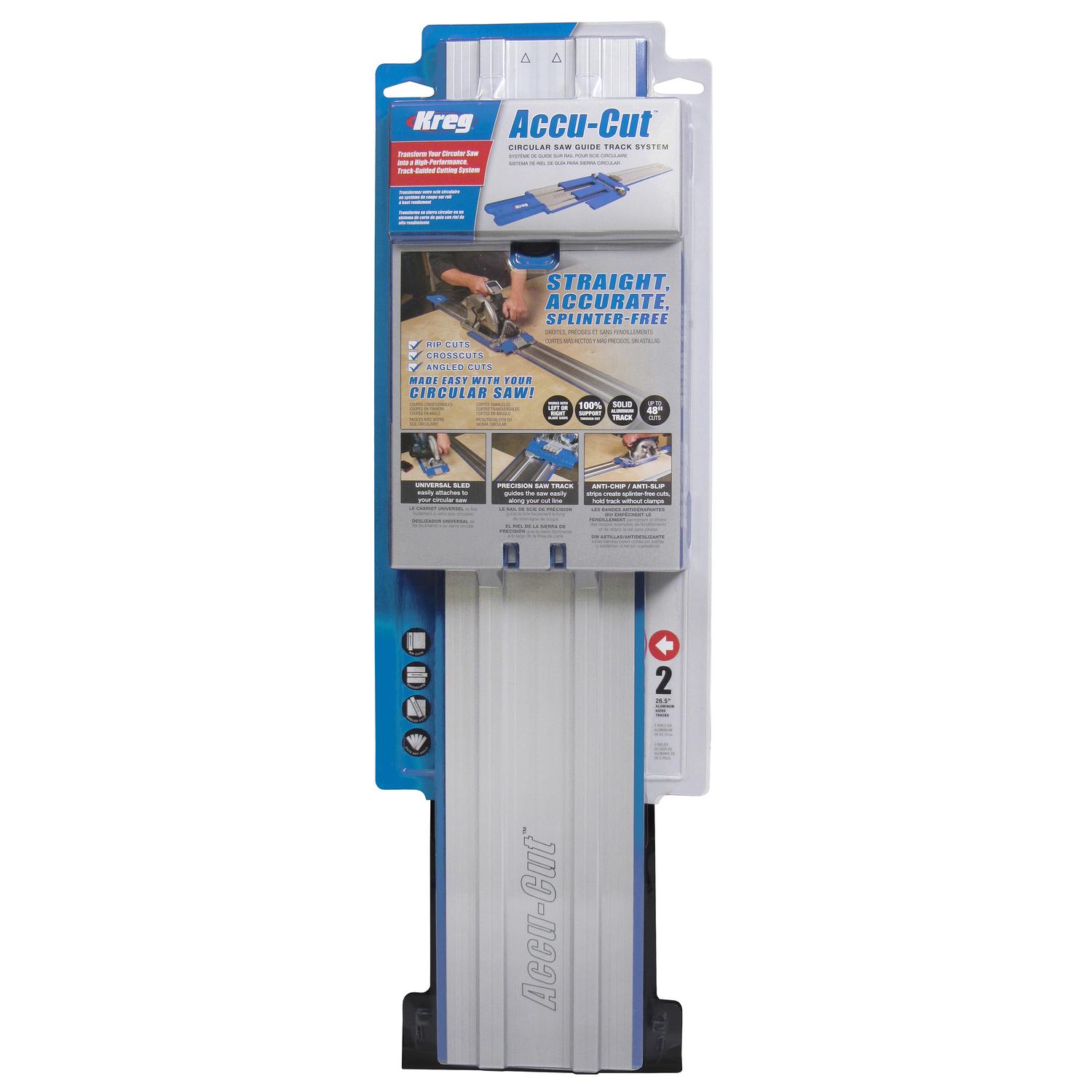 Kreg Accu-Cut Aluminum 50 in. L Saw Guide Blue/Silver 1 pc