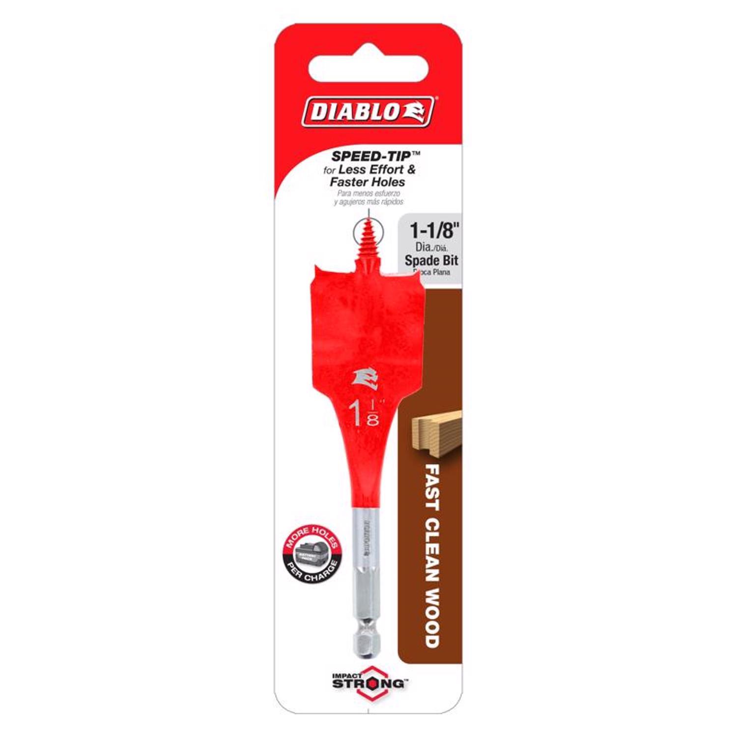 Diablo 1-1/8 in. X 4 in. L High Speed Steel Clean Wood Spade Bit Hex Shank 1 pk