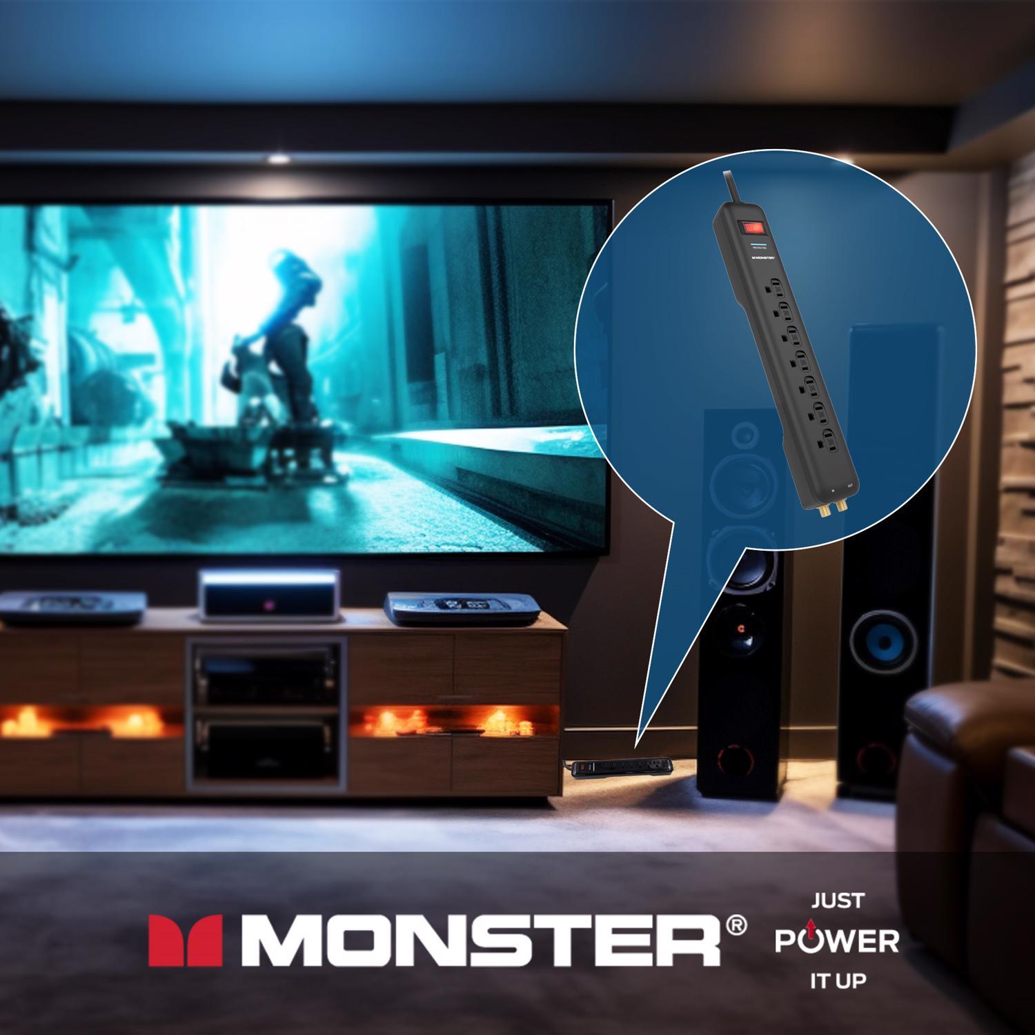 Monster Just Power It Up 6 ft. L 7 outlets Surge Protector Black 1080 J