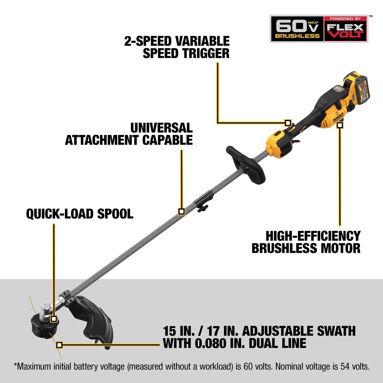 DeWalt 60V MAX 17 in. 60 V Battery String Trimmer Kit (Battery & Charger)