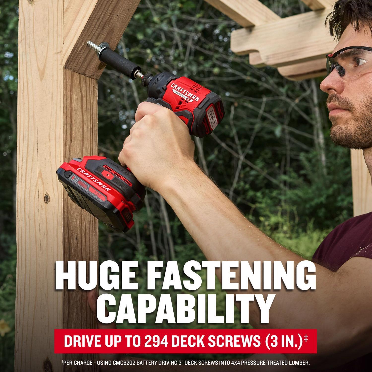 CRAFTSMAN V20 Brushless RP 1/4 in. Cordless Brushless Impact Driver Kit (Battery & Charger)
