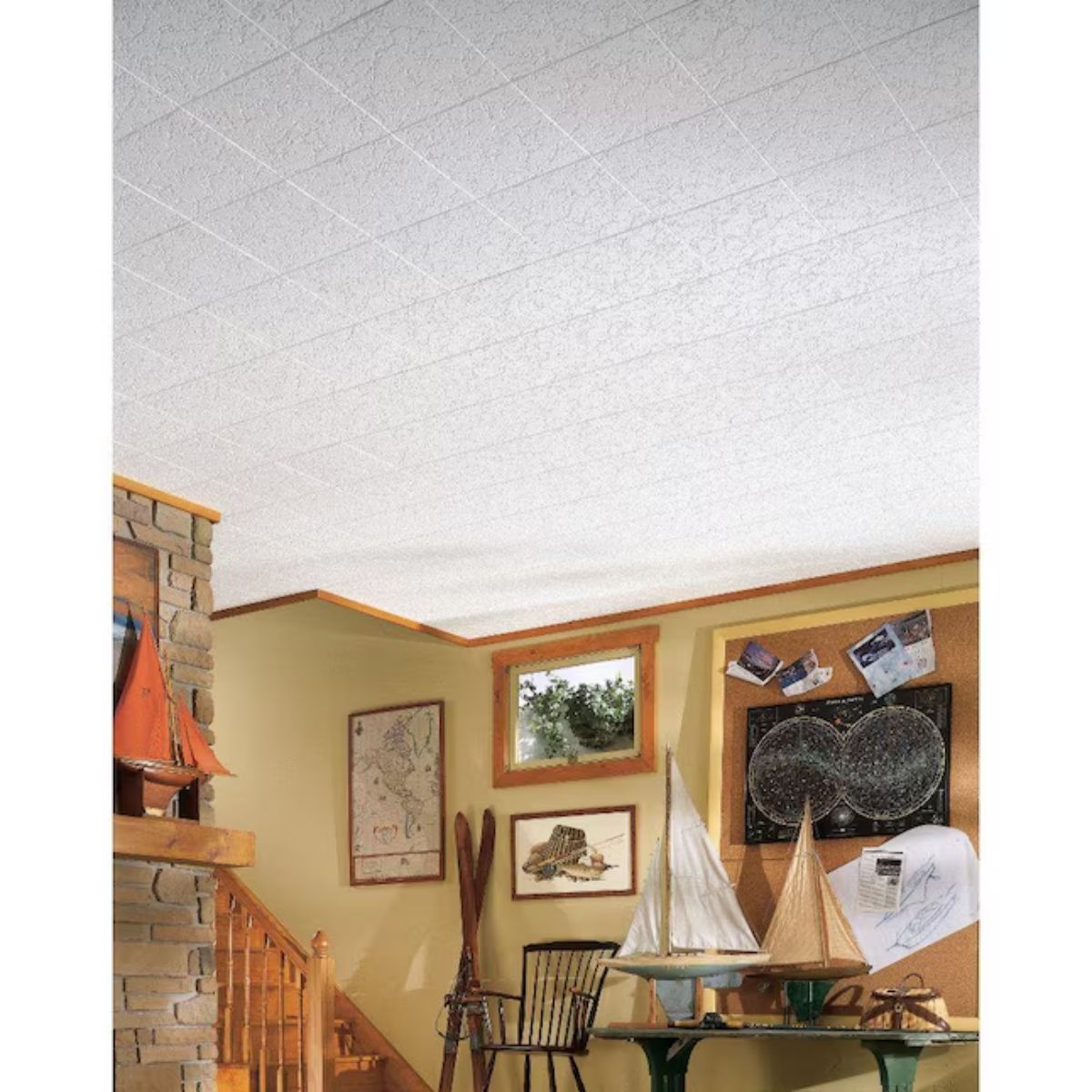 Armstrong Ceilings 1-ft. x 1-ft. GRENOBLE White Mineral fiber Surface-mount Ceiling Tile