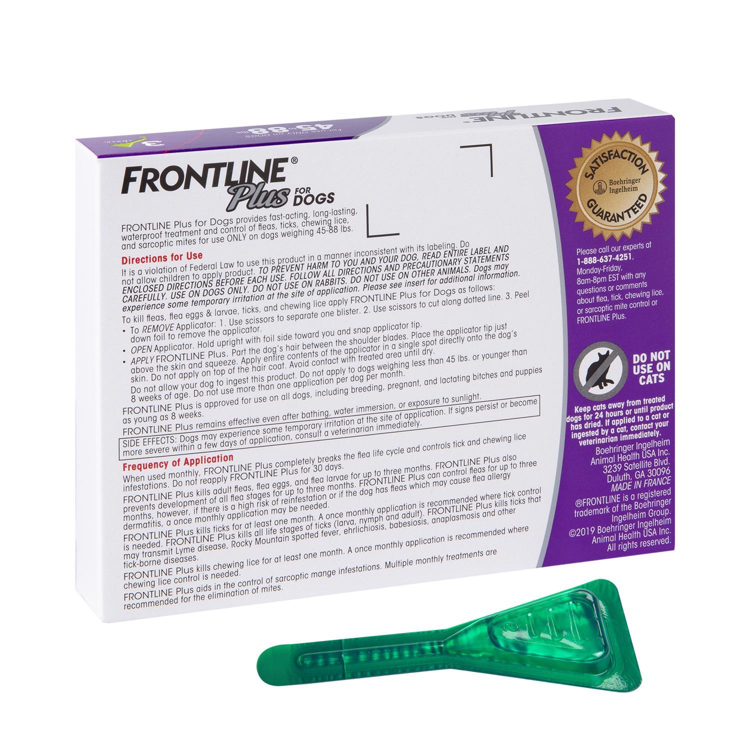 Frontline Plus Liquid Dog Flea and Tick Drops 9.8% Fibronil, 8.8% (S)-methoprene 0.09 oz