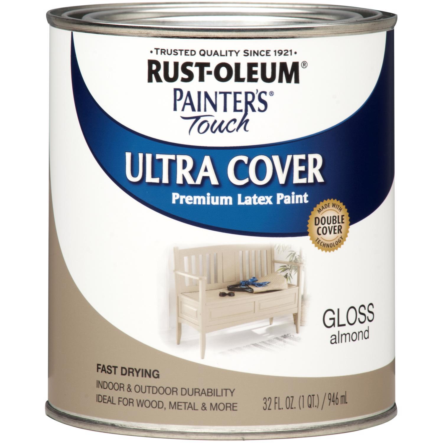 Rust-Oleum Painters Touch Ultra Cover Gloss Almond Water-Based Paint Exterior and Interior 1 qt