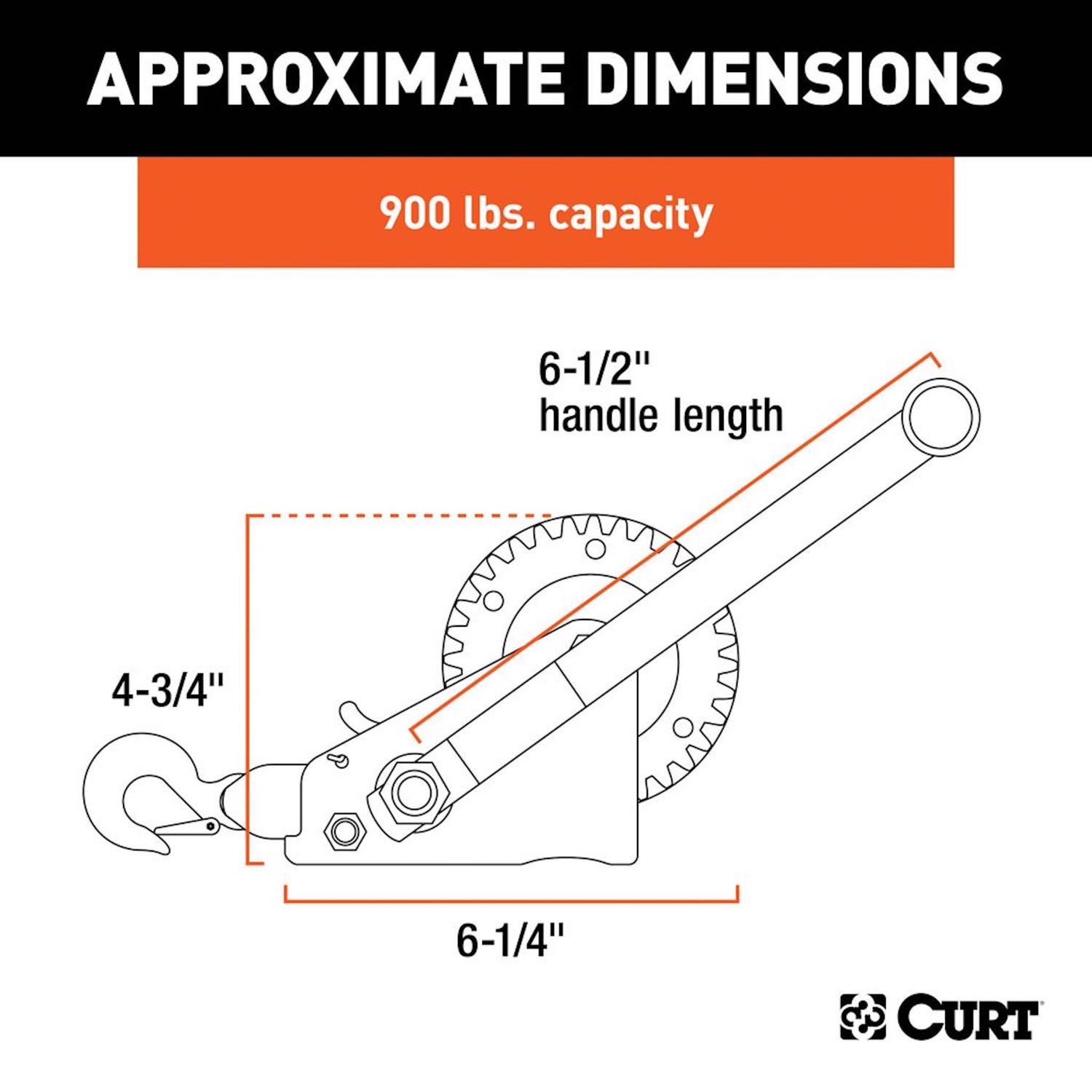 CURT 900 lb Hand Winch