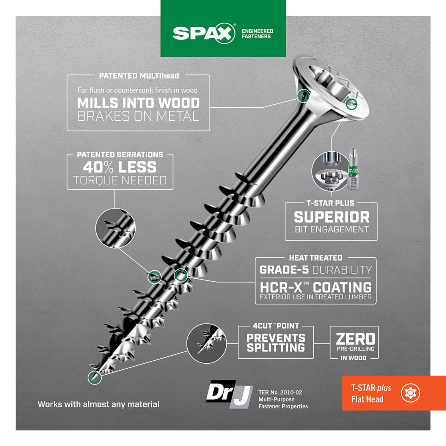 SPAX No. 10 in. X 3 in. L Gray Star Flat Head Deck Screws 16 pk