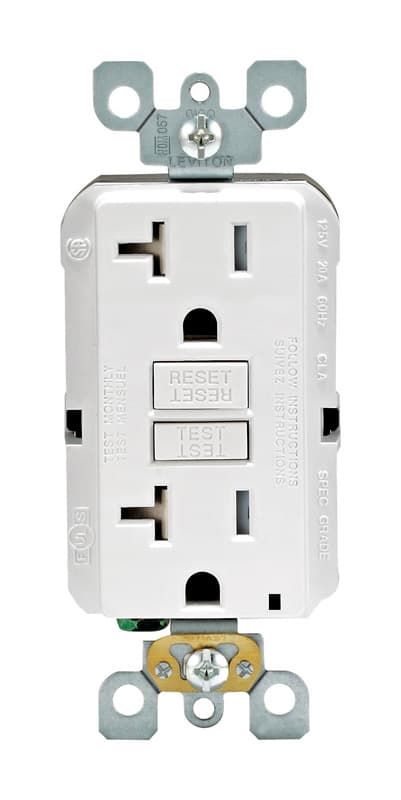 Leviton 20 amps 125 V Duplex White GFCI Outlet 5-20R 1 pk
