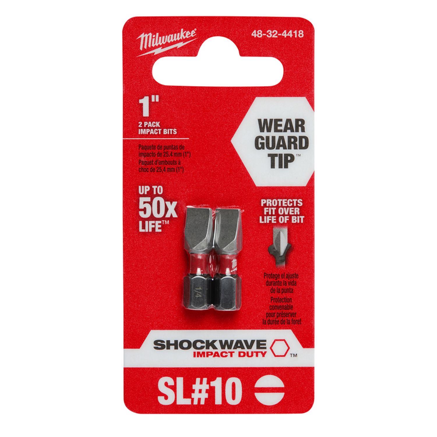 Milwaukee Shockwave Slotted 1/4 in. X 1 in. L Insert Bit Steel 2 pc