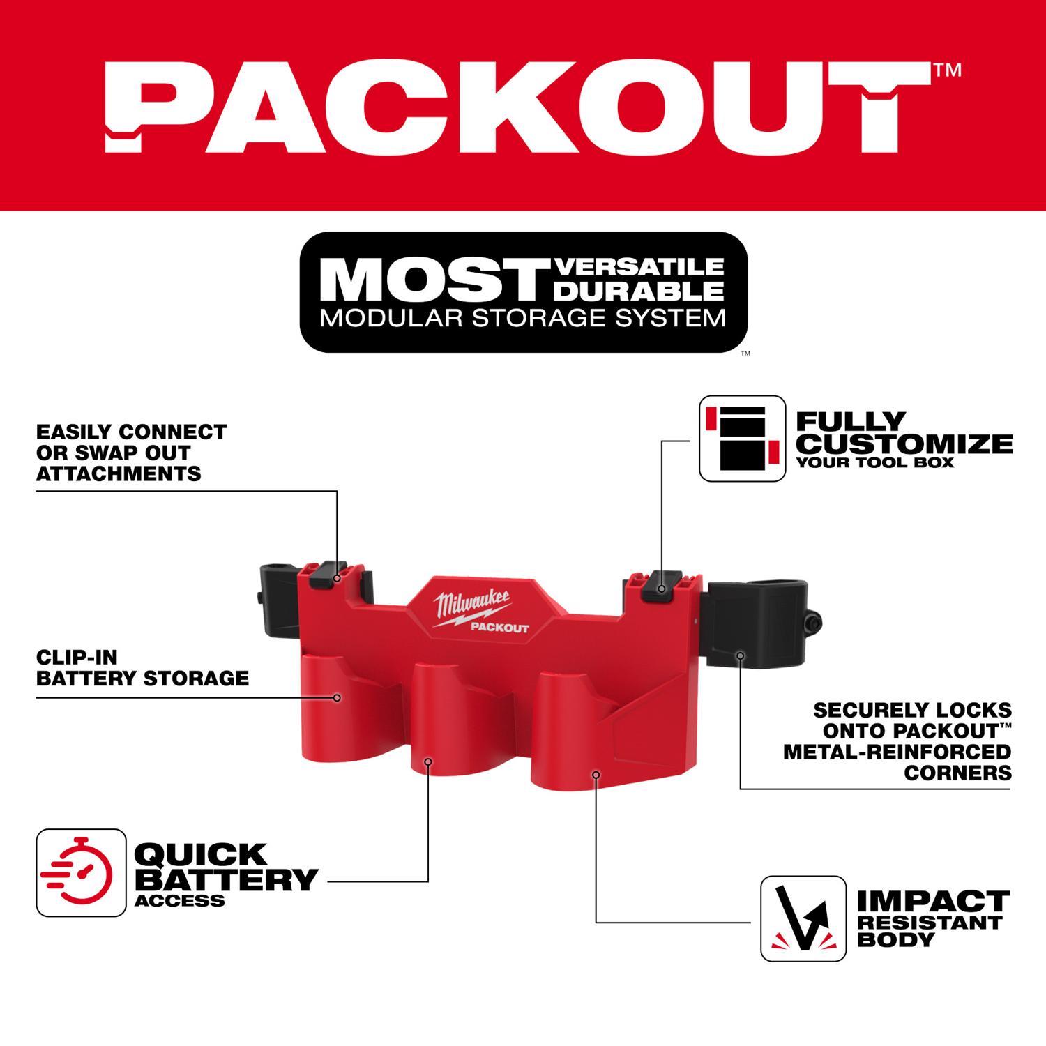 Milwaukee Packout 5.5 in. W X 6 in. H Tool Box Attachment M12 Battery Rack Black/Red