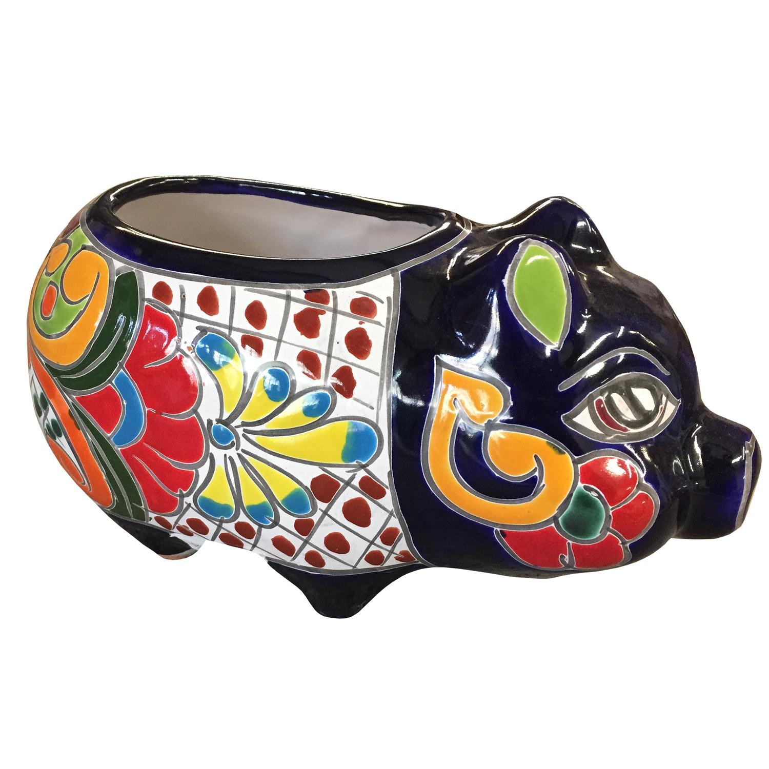 Avera Products Talavera 6 in. H X 9 in. W Ceramic Pig Planter Assorted