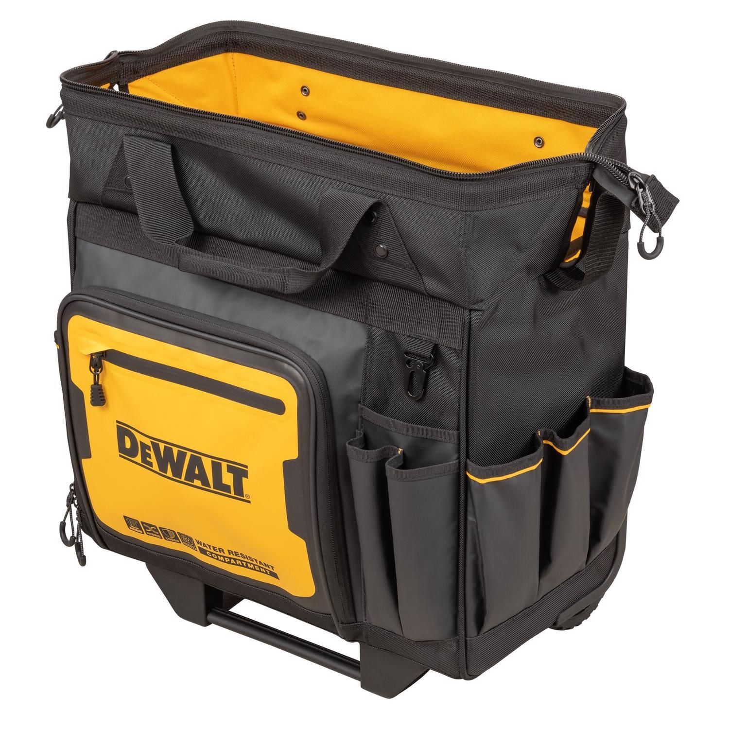 DEWALT Ballistic Nylon Tool Bag On Wheels Roller Tool Bag 27 pocket Black/Yellow 1 pc