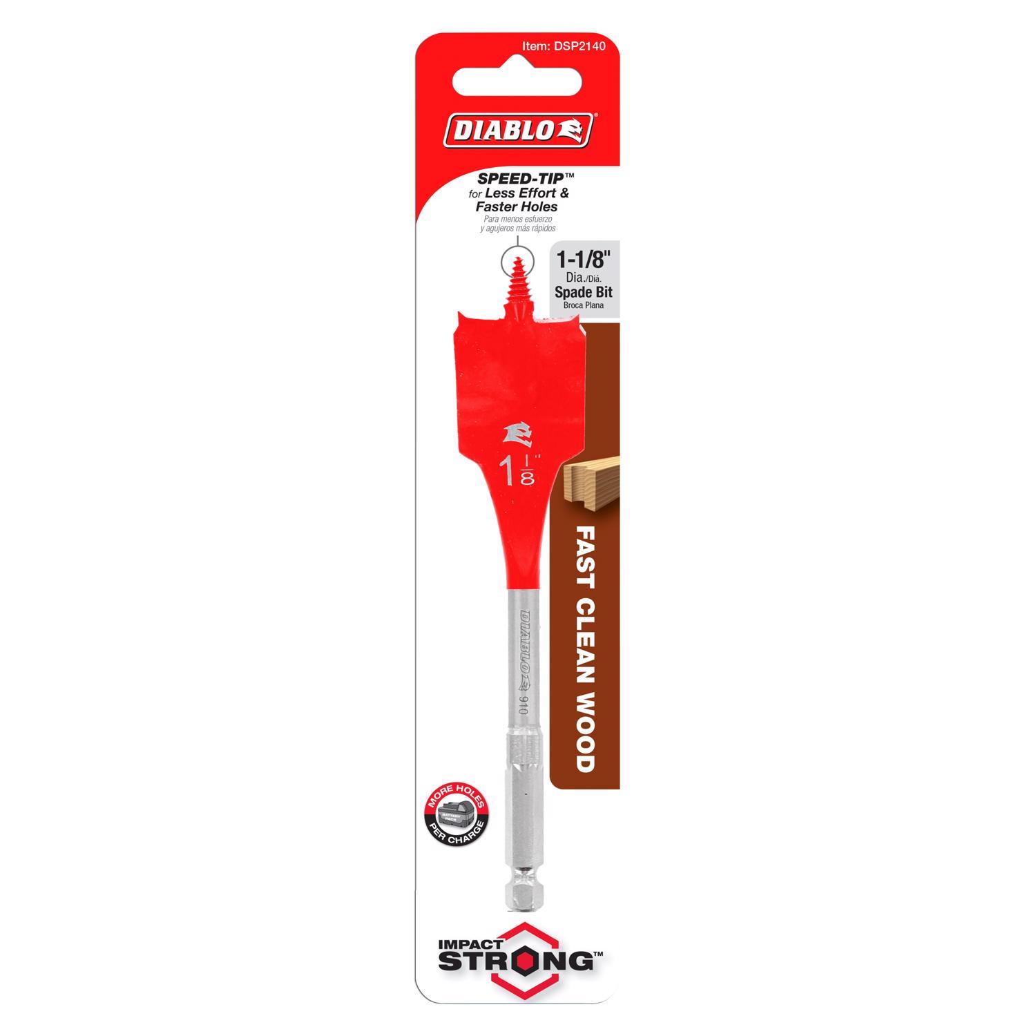 Diablo 1-1/8 in. X 6 in. L High Speed Steel Clean Wood Spade Bit Hex Shank 1 pk
