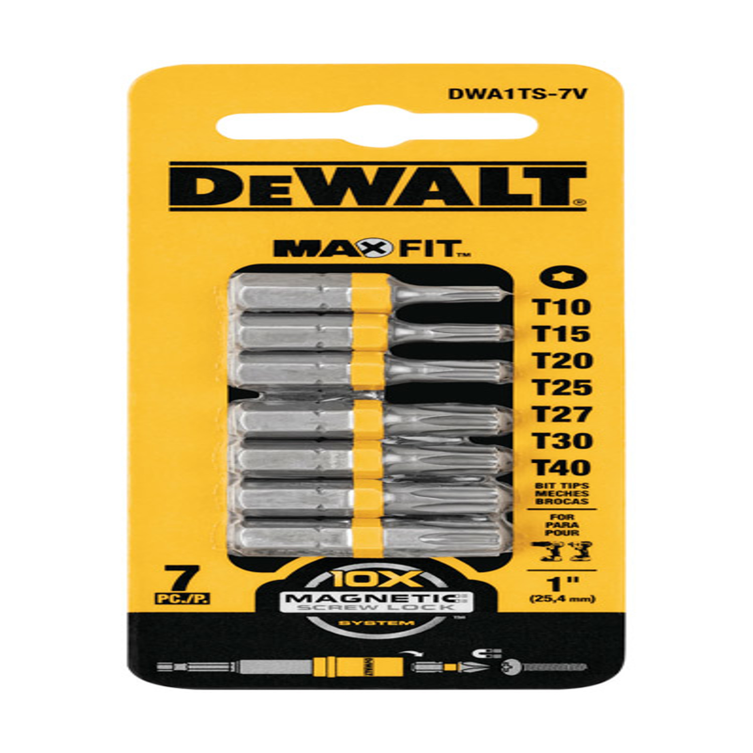 DeWalt Max Fit Torx 1 in. L Security Bit Set S2 Tool Steel 7 pc