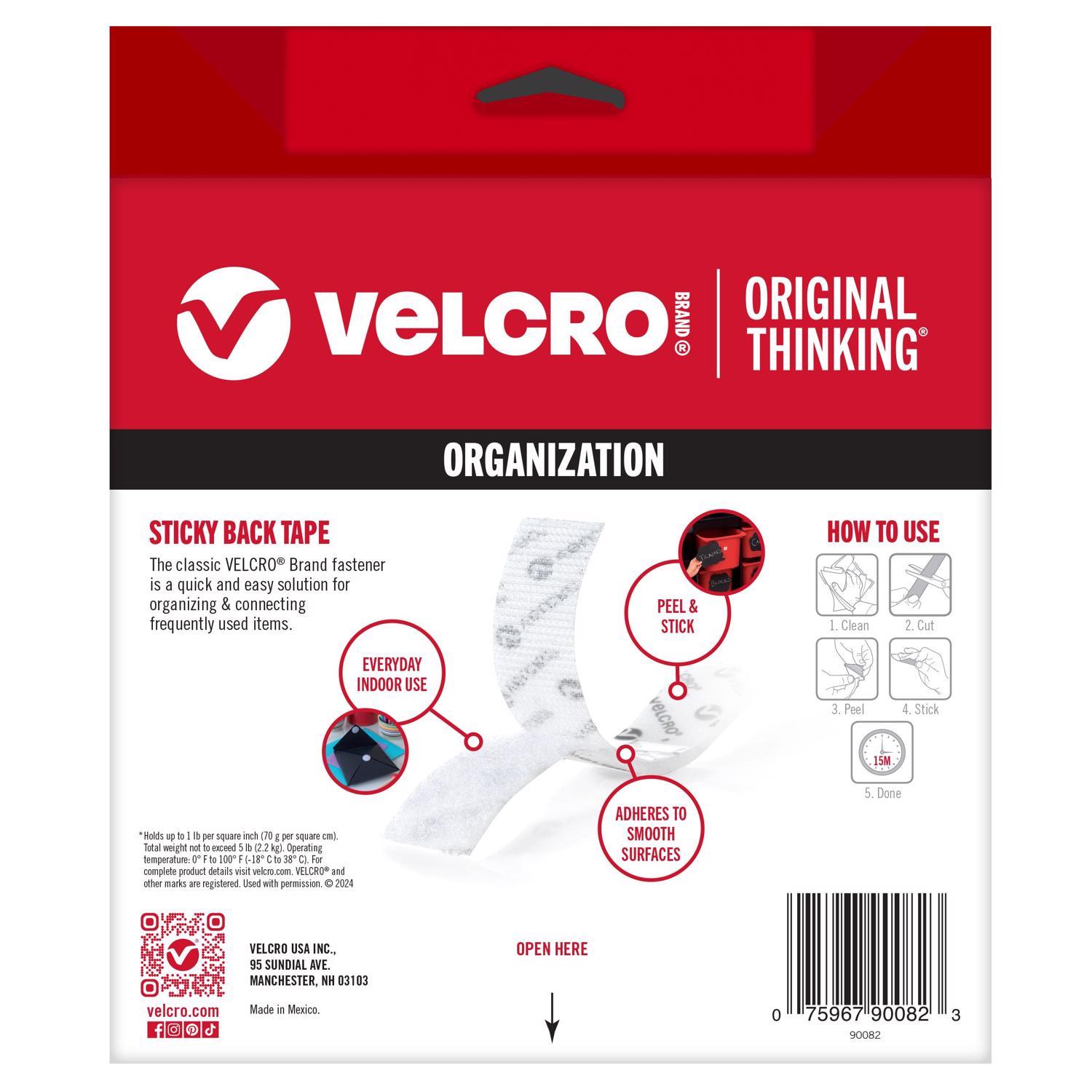 VELCRO Brand Sticky Back Large Nylon Hook and Loop Fastener 180 in. L 1 pk