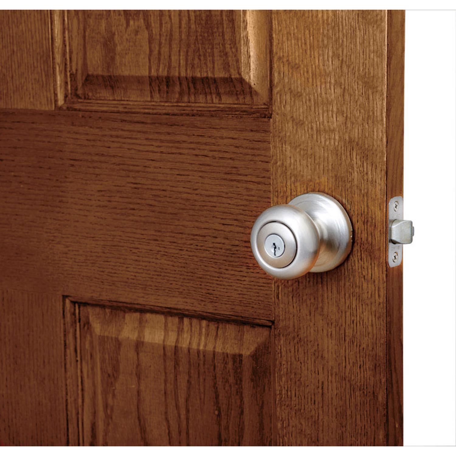Kwikset SmartKey Juno Satin Nickel Entry Door Knob KW1 1-3/4 in.