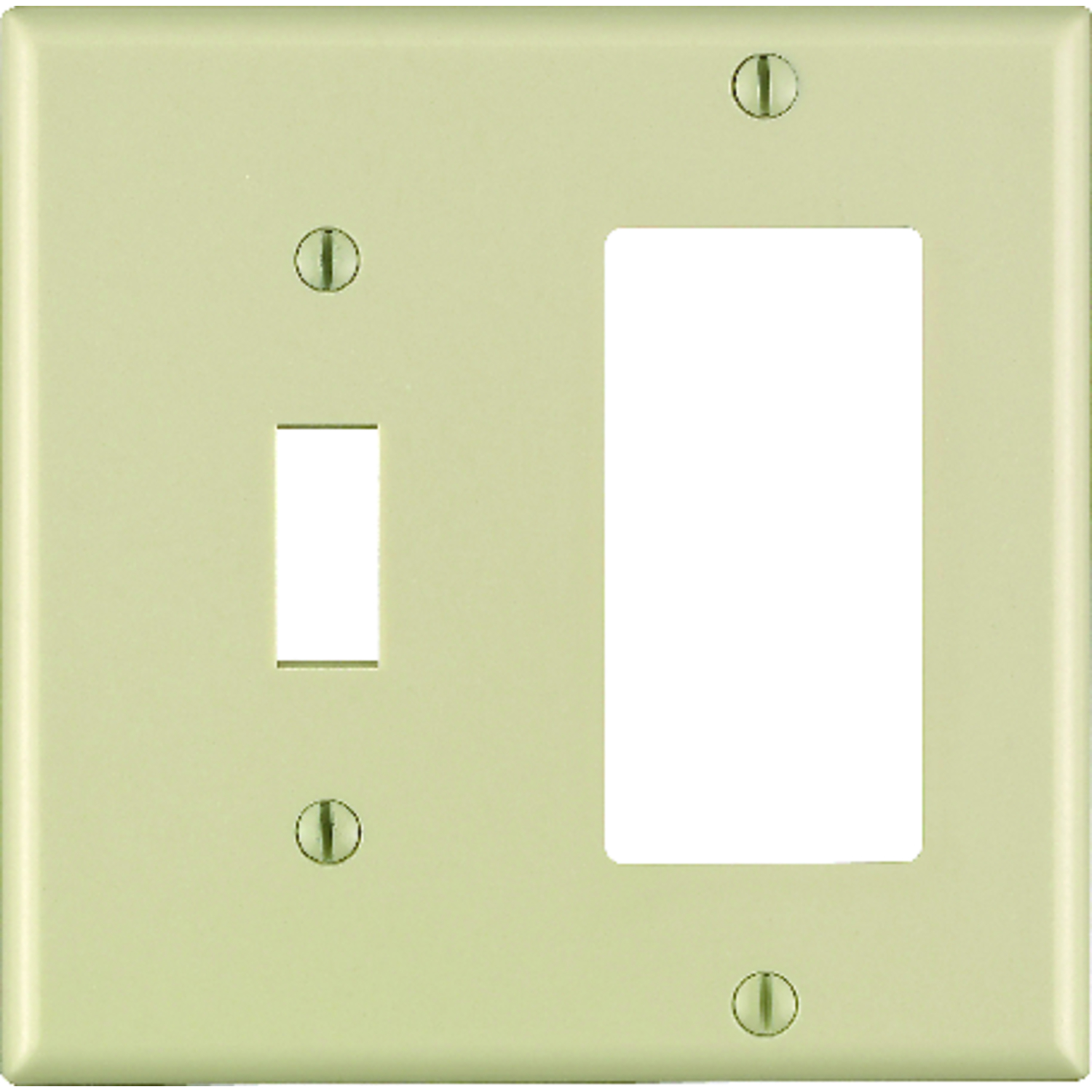 Leviton Decora Ivory 2 gang Thermoset Plastic GFCI/Rocker/Toggle Wall Plate 1 pk