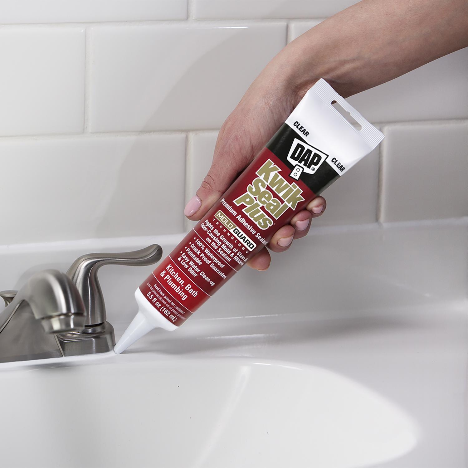 DAP Kwik Seal Plus Clear Siliconized Latex Kitchen and Bath Adhesive Caulk 5.5 oz