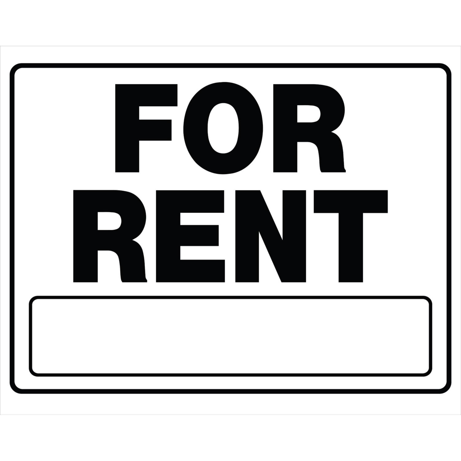 HILLMAN English White For Rent Sign 20 in. H X 24 in. W