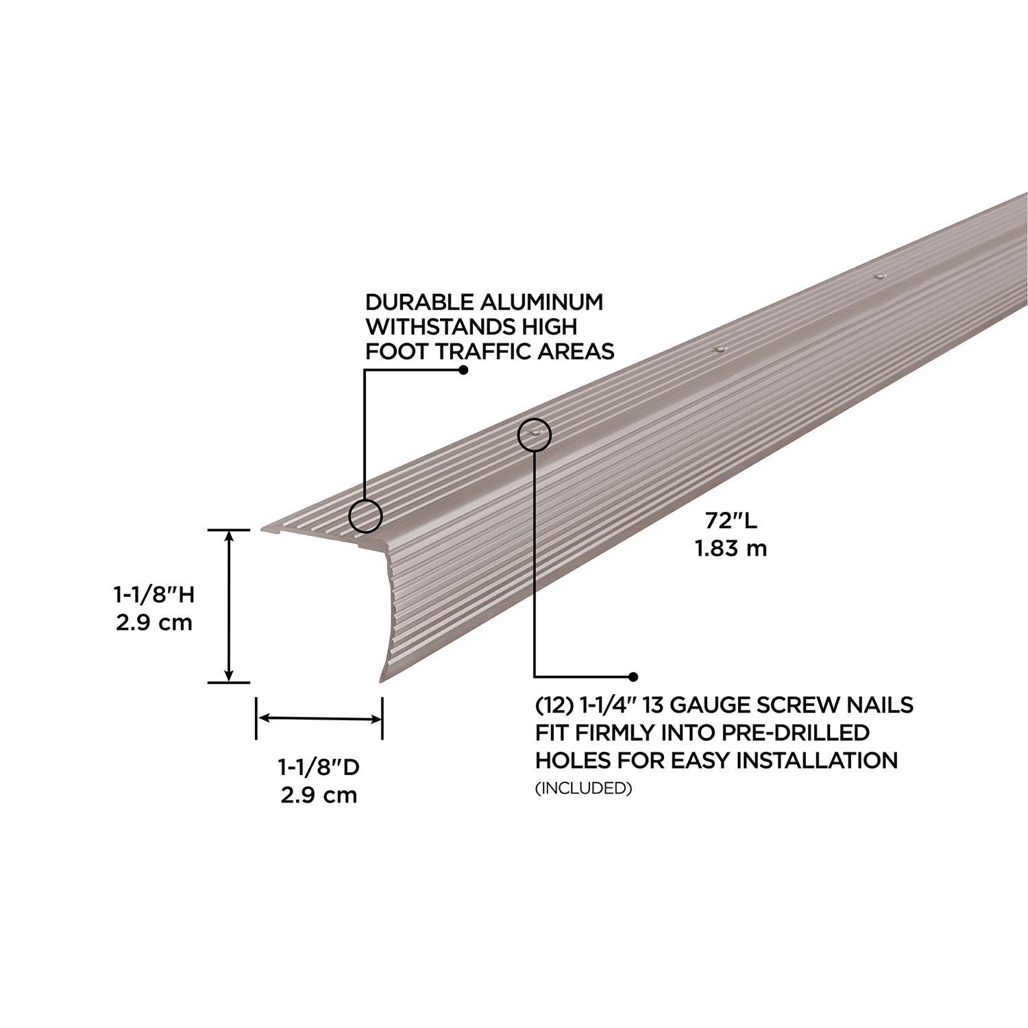M-D Building Products 1.125 in. H X 1.125 in. W X 72 in. L Pewter Silver Aluminum Stair Edge