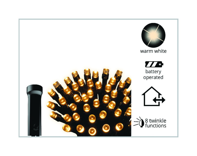 Celebrations Durawise Battery Operated LED Light Set Warm White 11.5 ft. 48 lights