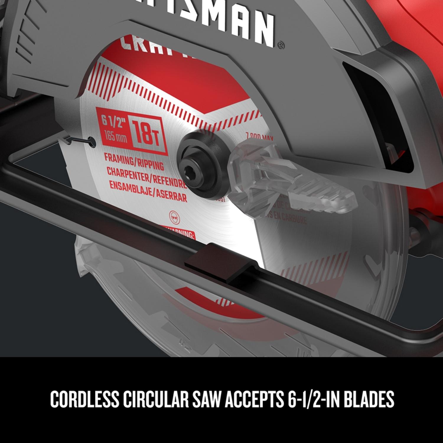 CRAFTSMAN V20 6-1/2 in. Cordless Brushed Circular Saw Tool Only
