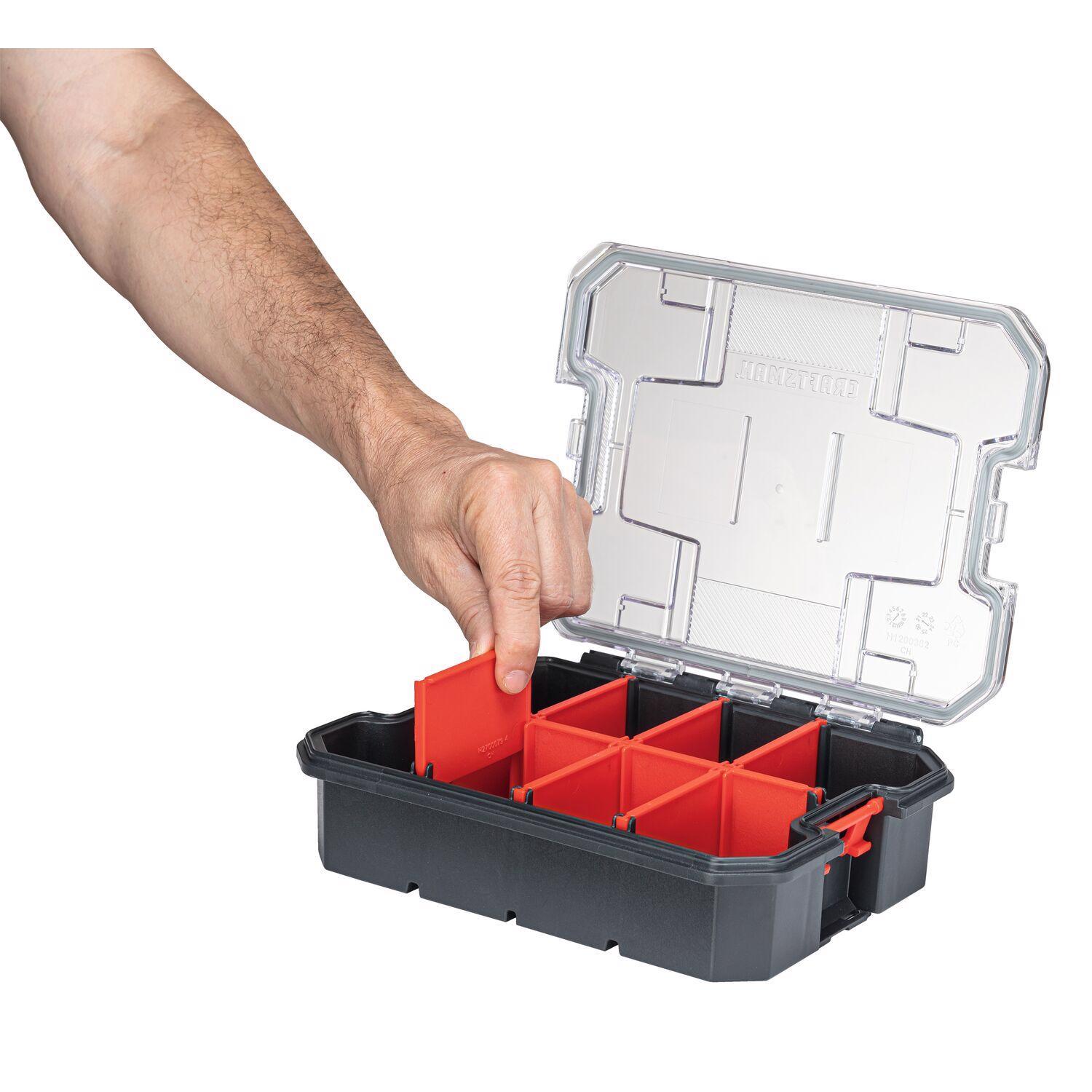 CRAFTSMAN VersaStack 7.5 in. W X 2.76 in. H Small Parts Bin Plastic 8 compartments Black/Red