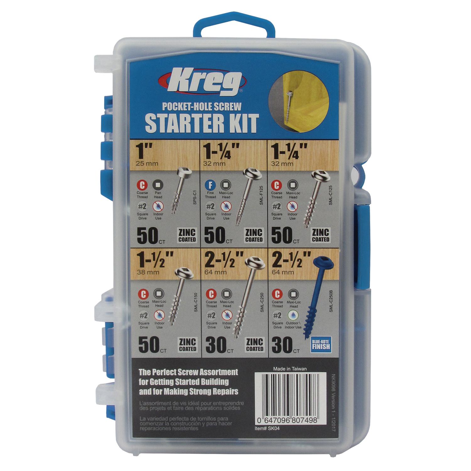 Kreg No. 2 X Assorted in. L Square Coarse Pocket-Hole Screw Kit 260 pk