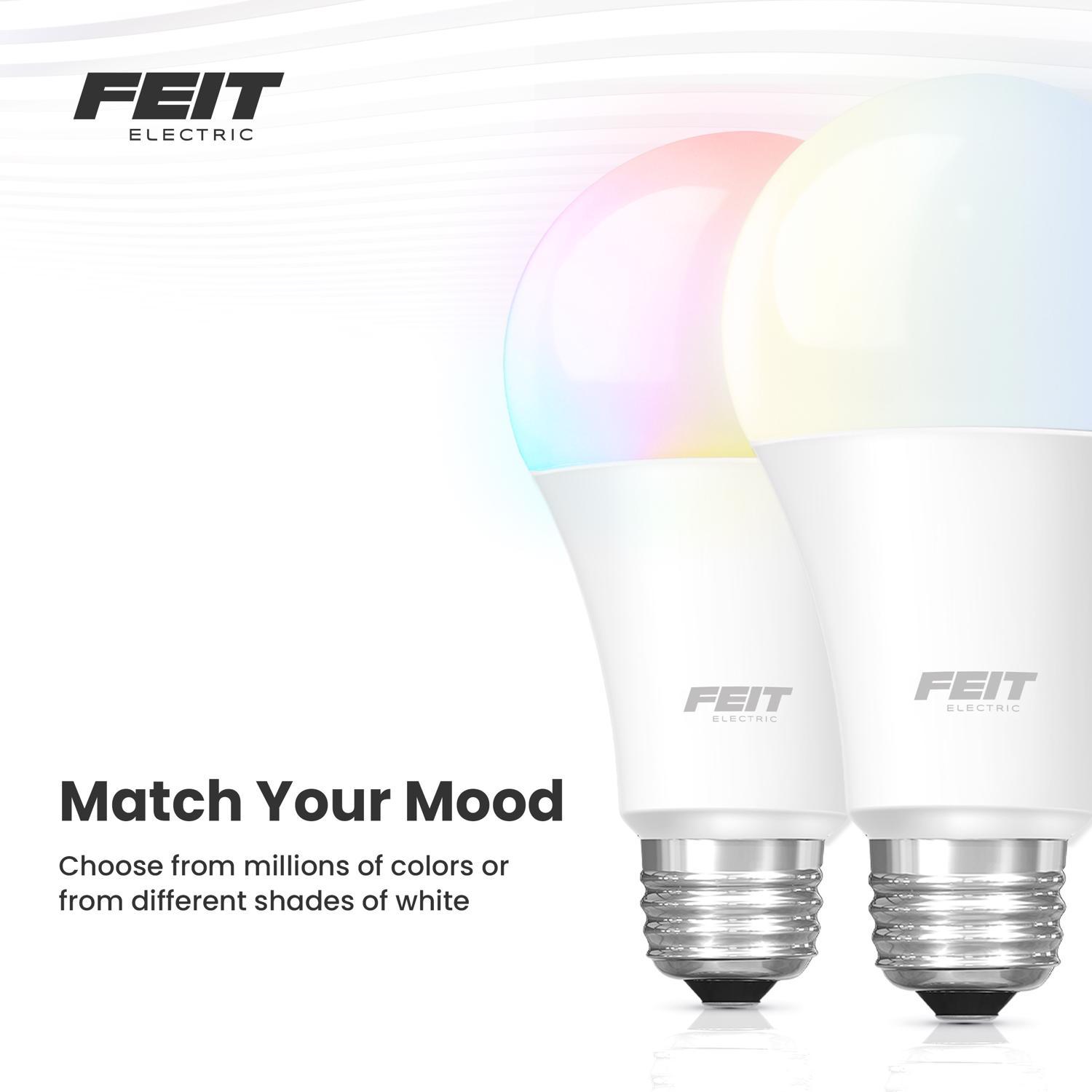 Feit Smart Home A19 E26 (Medium) Smart-Enabled LED Bulb Color Changing 60 Watt Equivalence 3 pk