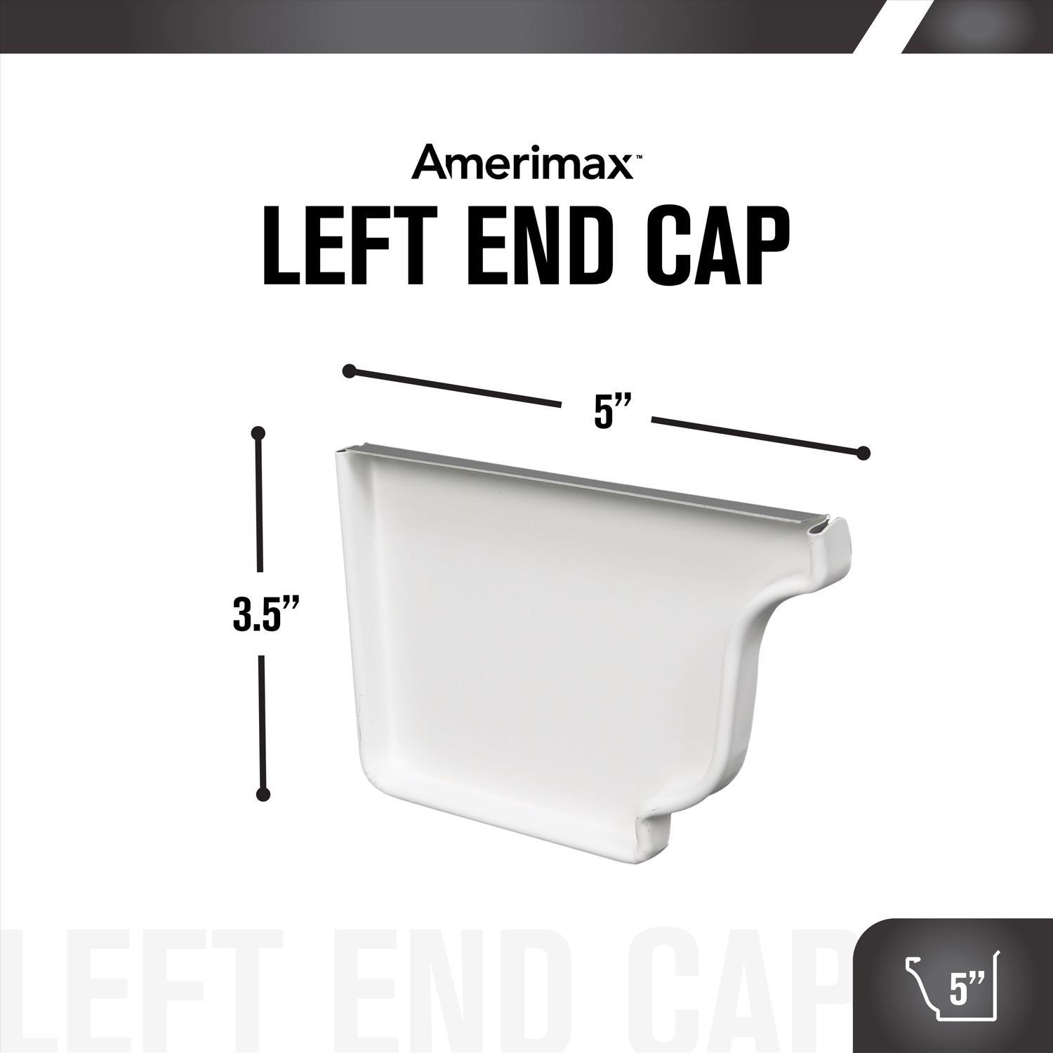 Amerimax 3.5 in. H X 5 in. W X 0.5 in. L White Aluminum K Left End Cap