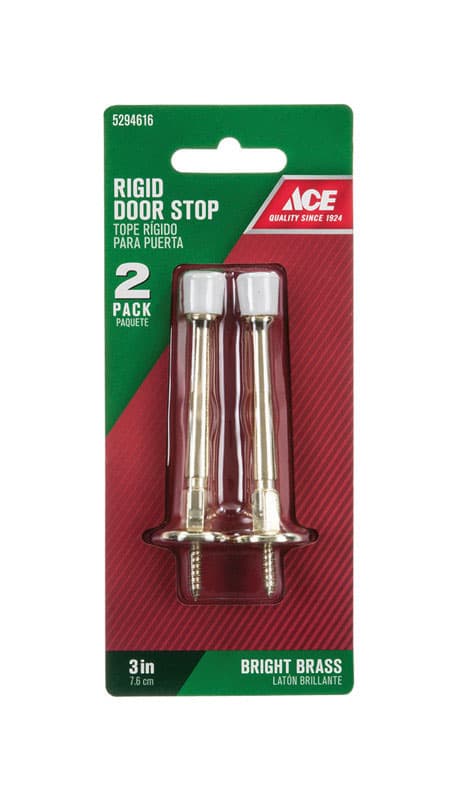 Ace 3 in. W Metal Bright Gold Rigid Door Stop Mounts to door and wall 1/8 in.