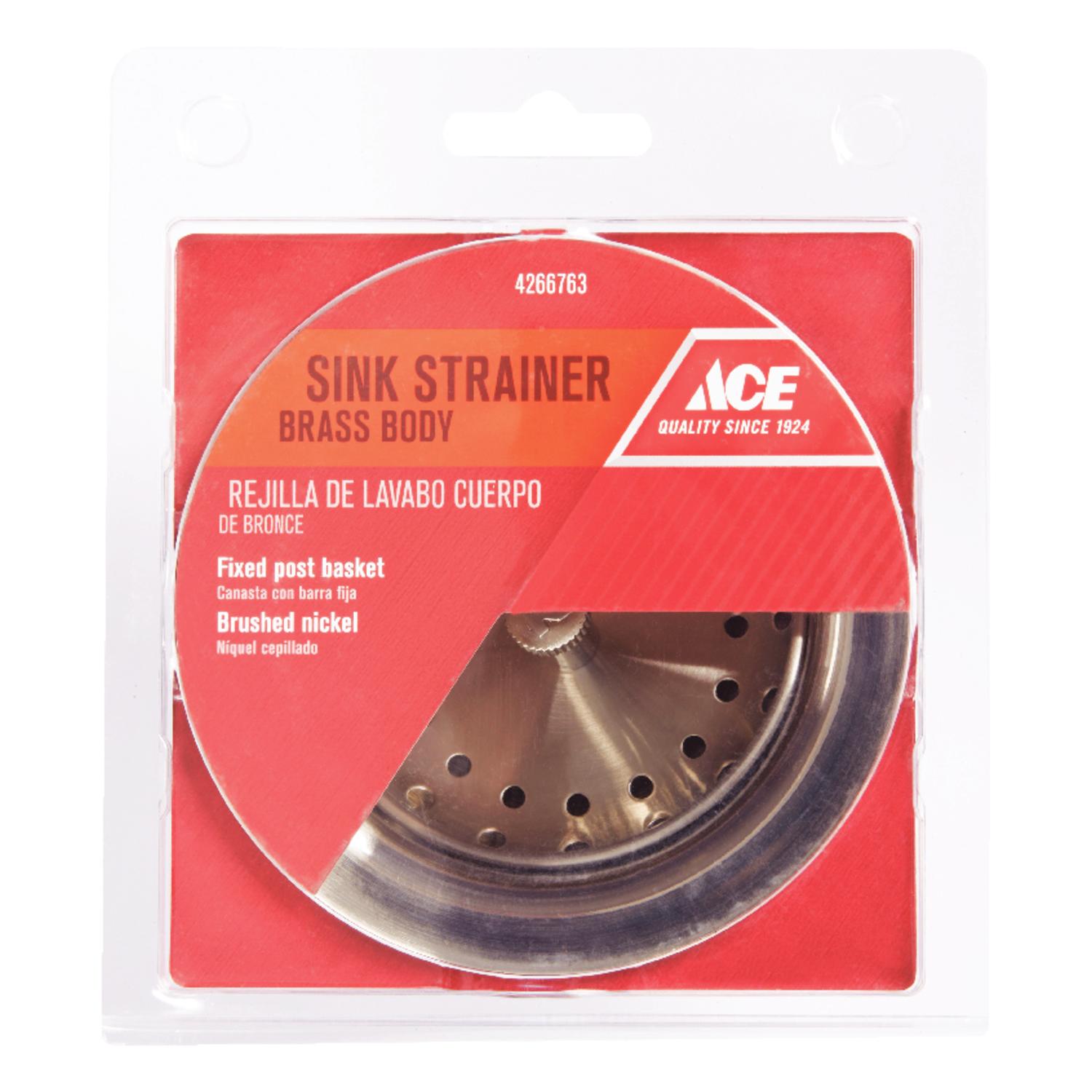 Ace 3-1/2 in. D Brushed Nickel Silver Brass Sink Strainer