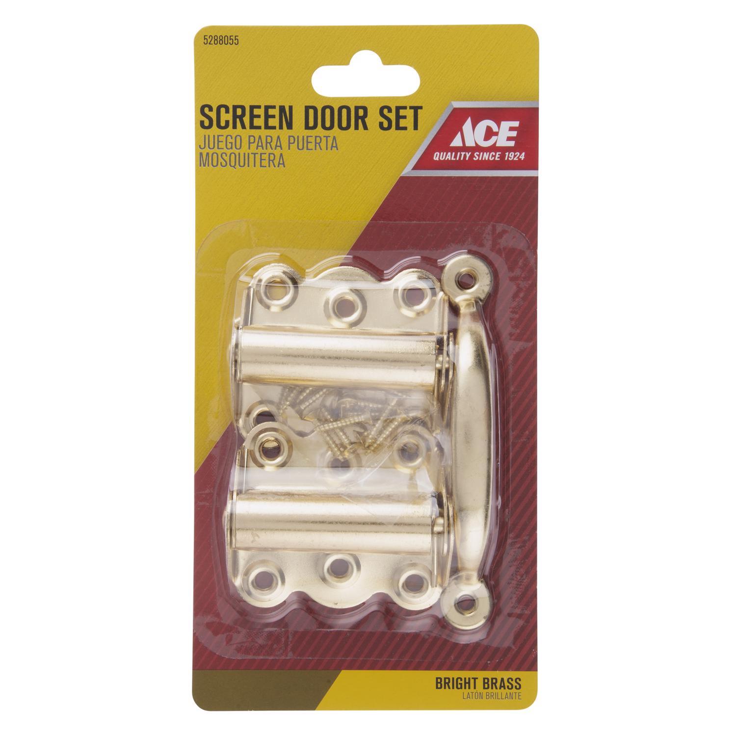 Ace Bright Brass Steel Screen/Storm Door Hardware Set 2 pk