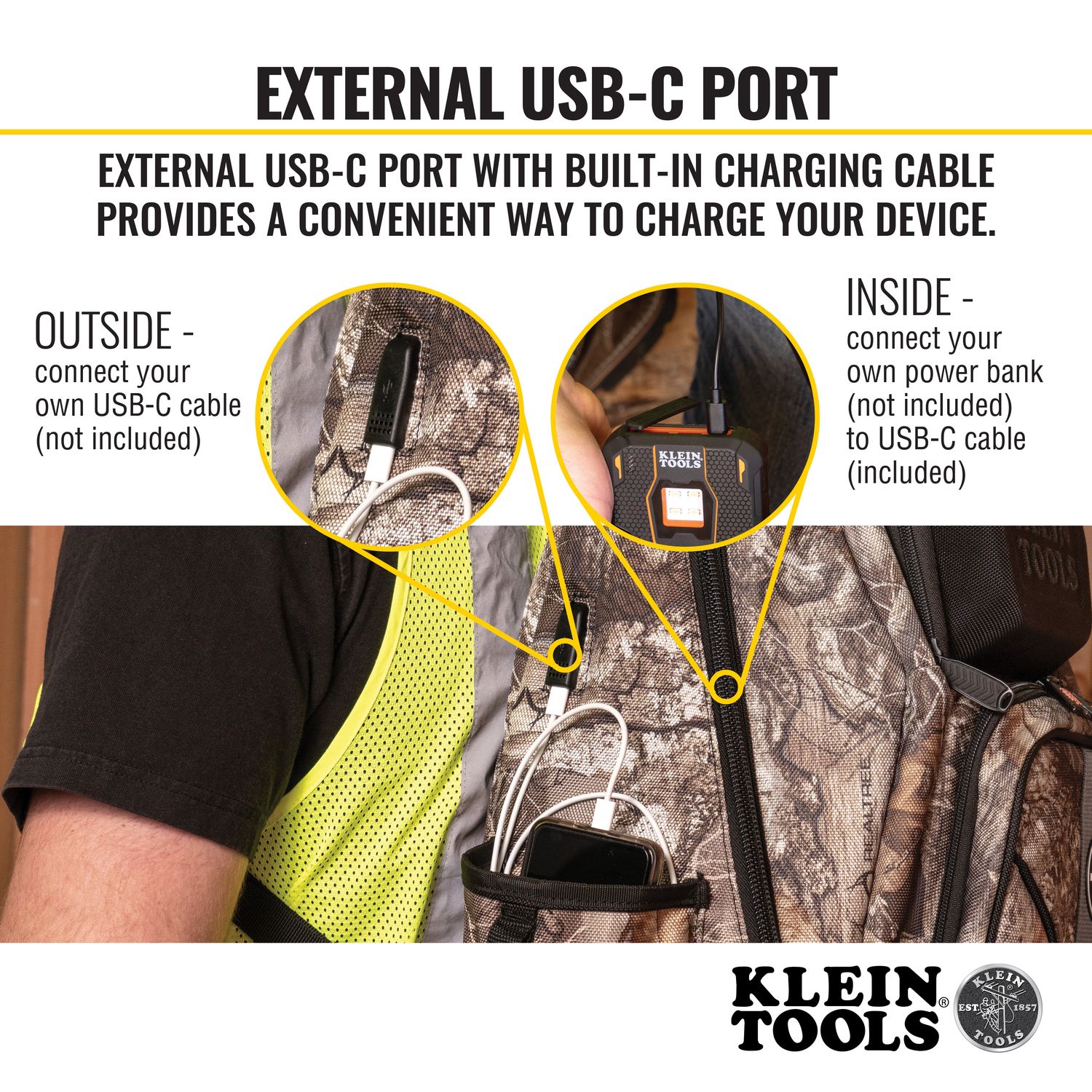 Klein Tradesman Pro XL Tool Bag Backpack, 40 Pockets, Camo