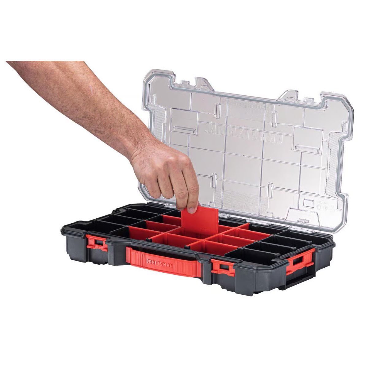 CRAFTSMAN VersaStack 9.84 in. W x 2.73 in. H Small Parts Bin Plastic 20 compartments Black/Red