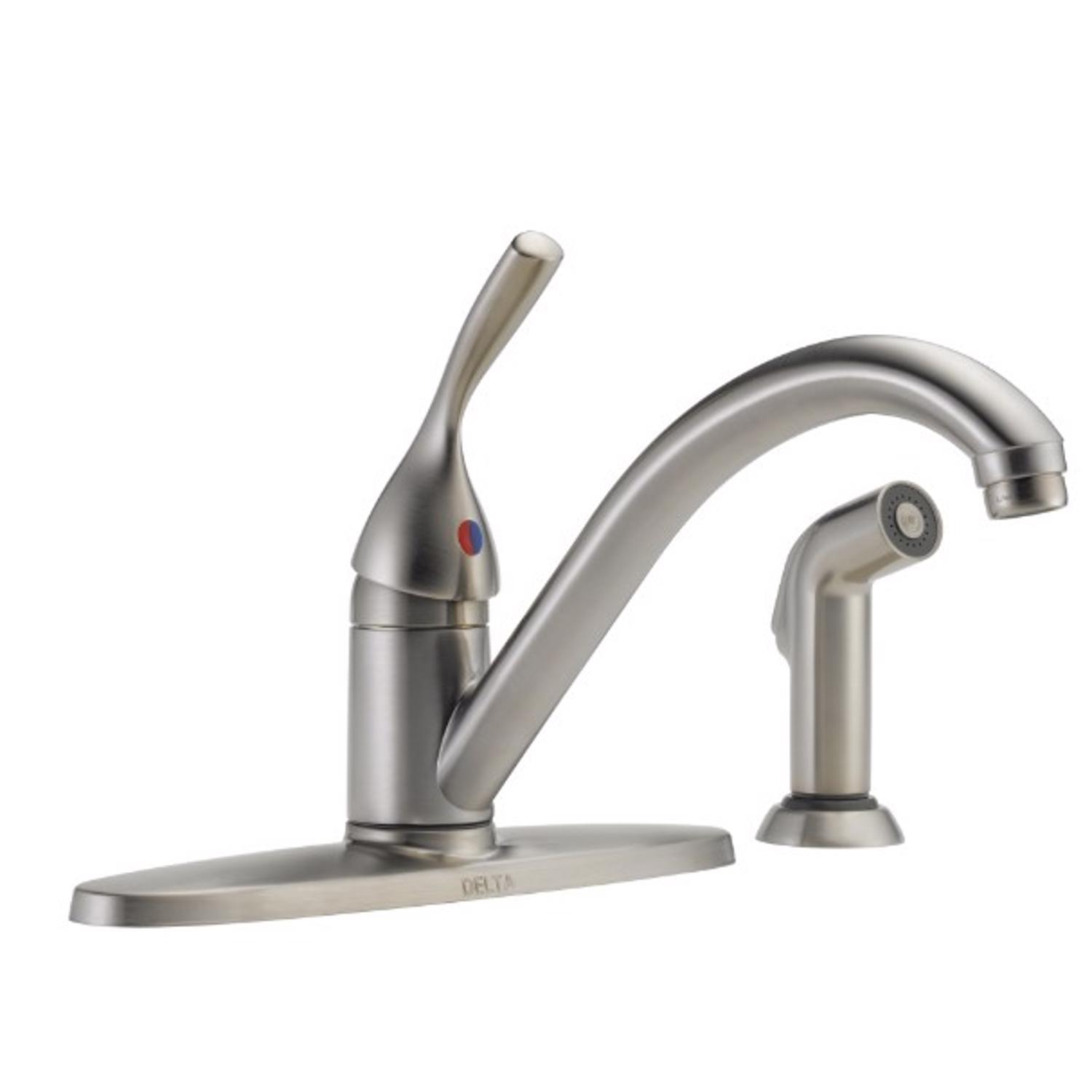 Delta Classic One Handle Stainless Steel Kitchen Faucet Side Sprayer Included