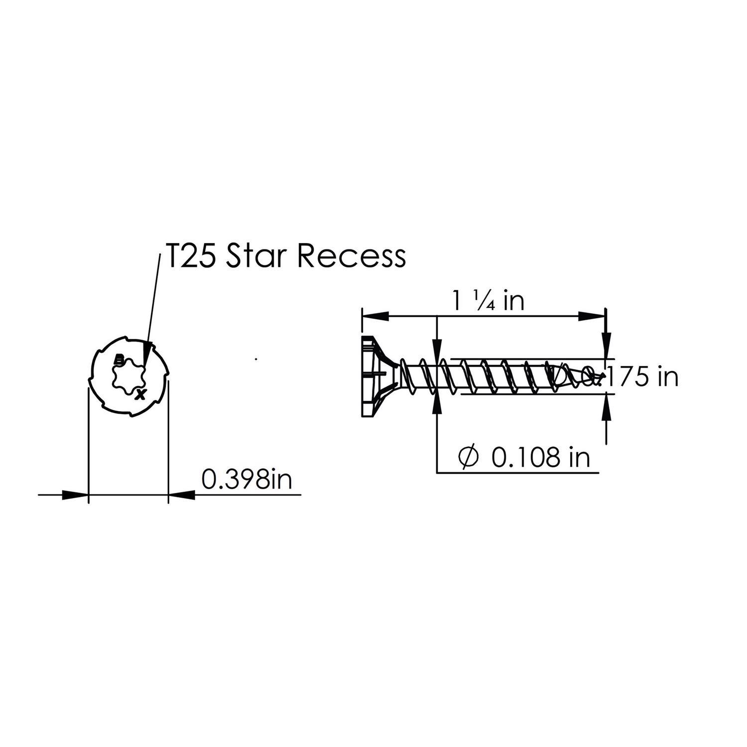 Backer-On No. 9 X 1-1/4 in. L Star Flat Head Serrated Cement Board Screws