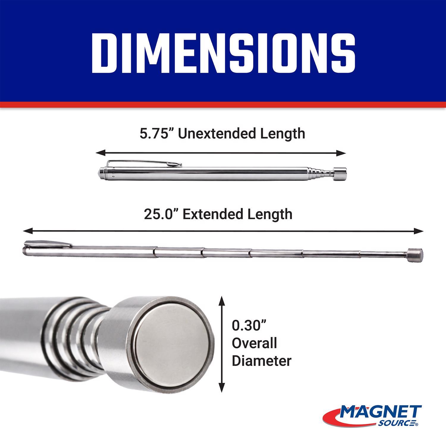Magnet Source 25.5 in. Telescoping Magnetic Pick-Up and Pointer Tool 3 lb. pull