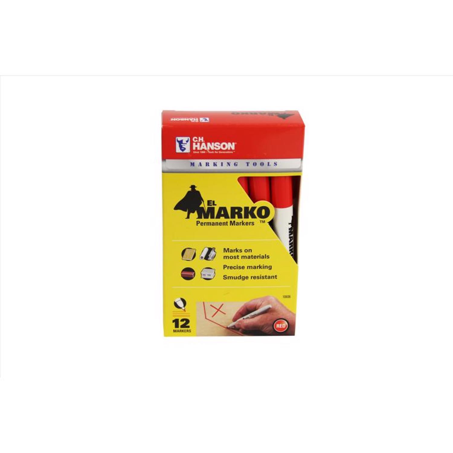 C.H. Hanson Sure Point, CH Hanson Red Medium Tip Permanent Marker 1 pk