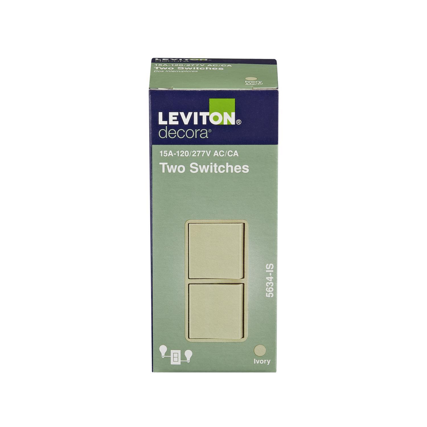 Leviton Decora 15 amps Single Pole Combination AC Quiet Switch Ivory 1 pk