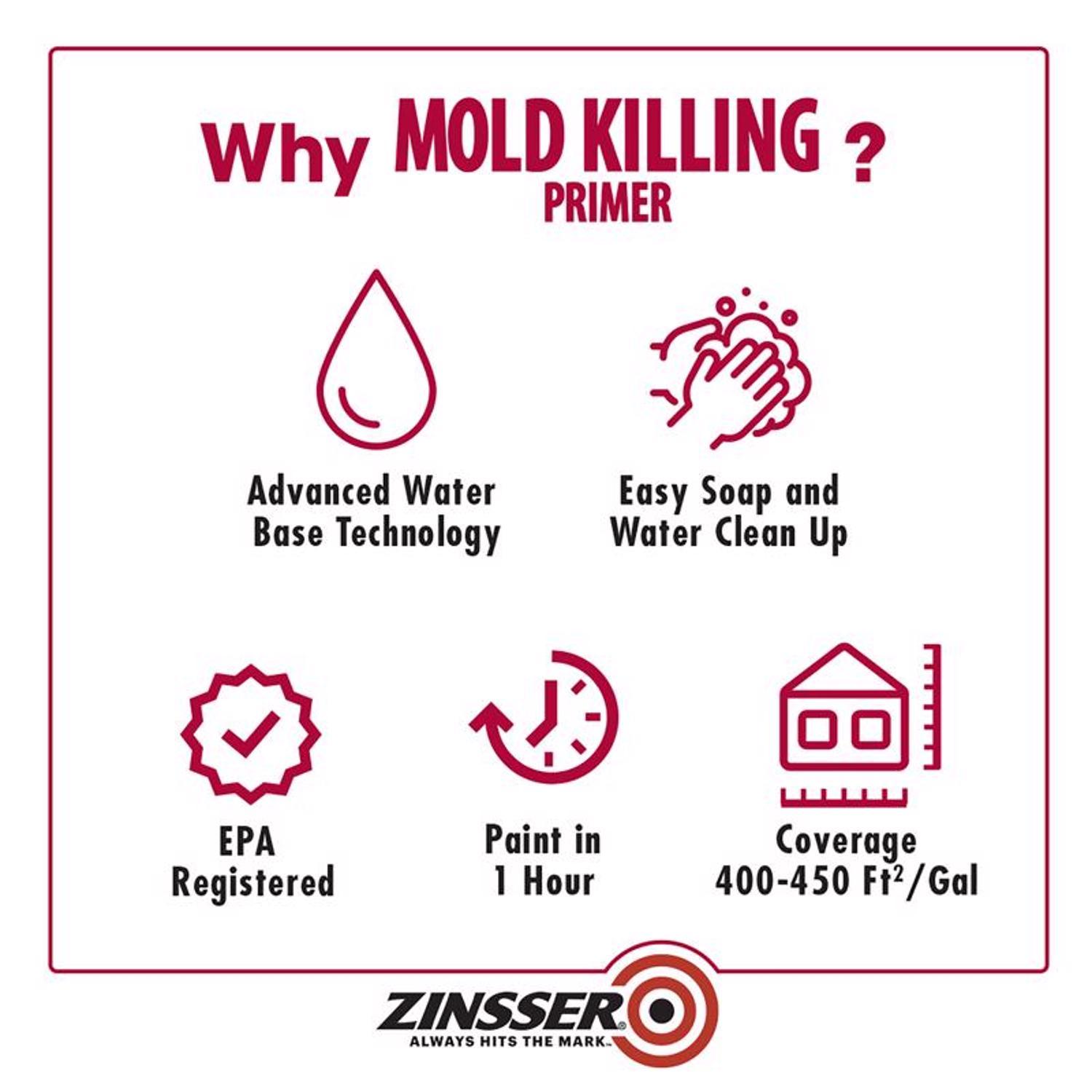 Zinsser White Water-Based Acrylic Mold Killing Primer 1 gal