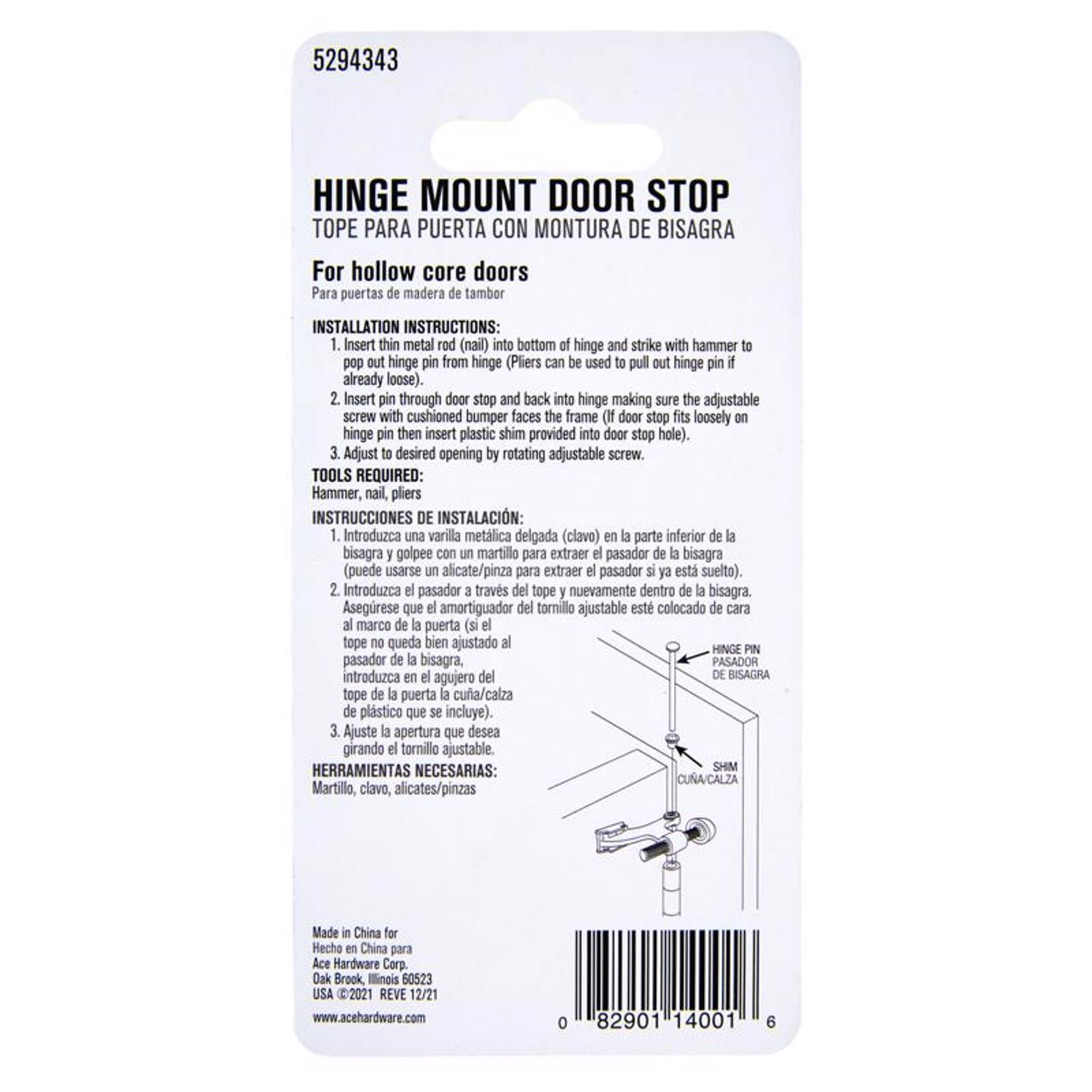 Ace Metal Chrome Silver Hinge Pin Door Stop Mounts to door 0 in.