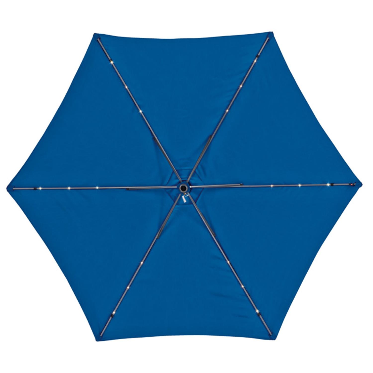 Living Accents Solar LED 9 ft. Tiltable Royal Blue Market Umbrella