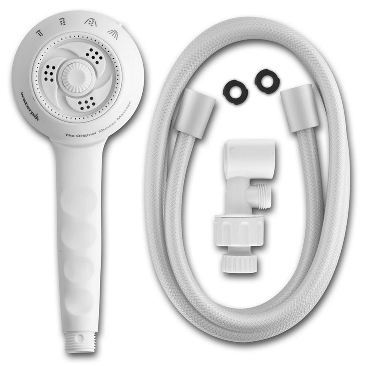 Waterpik PowerSpray Plus White Plastic 4 settings Handheld Showerhead 1.8 gpm