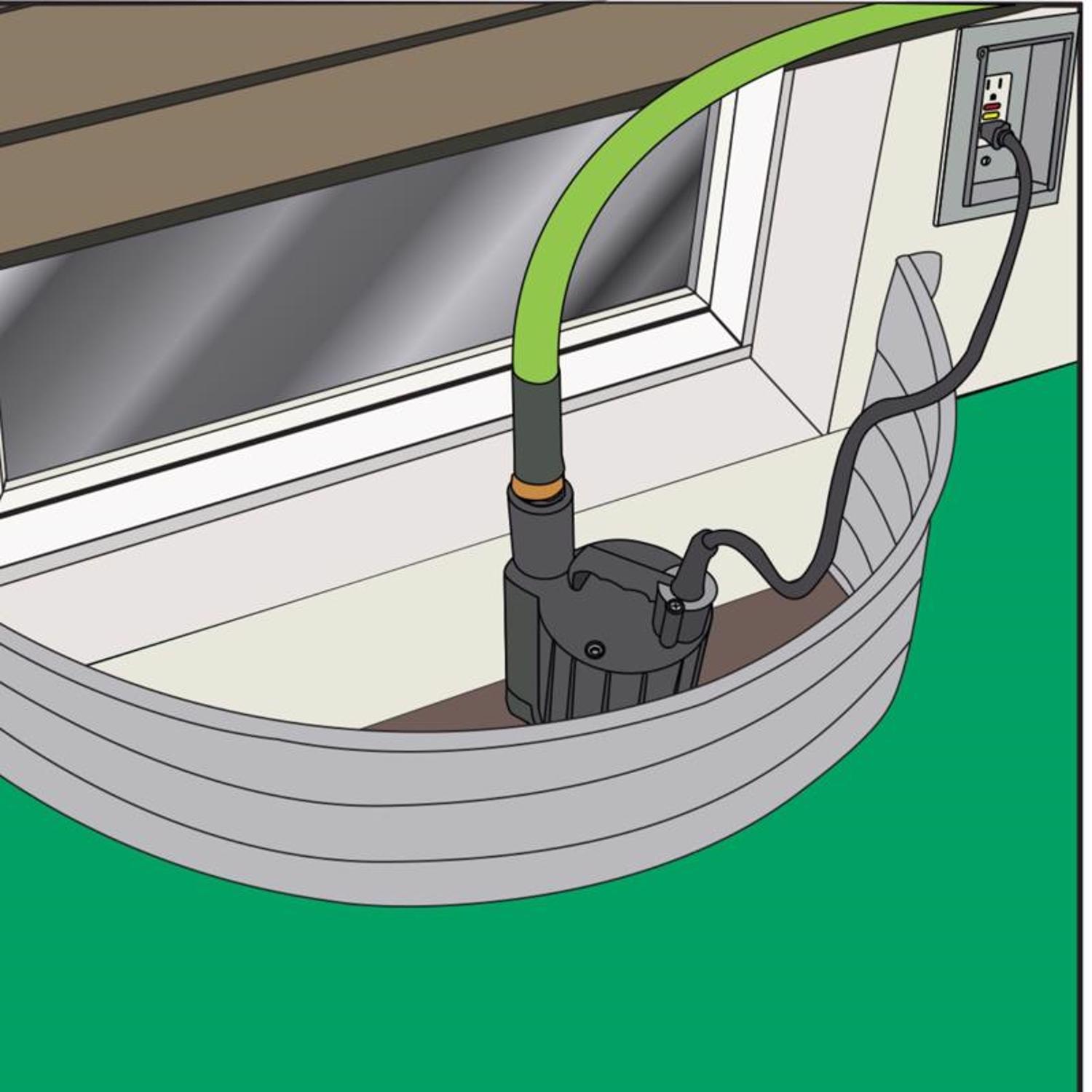 Zoeller 1/3 HP 2100 gph Thermoplastic Electronic Switch Bottom AC Submersible Utility Pump