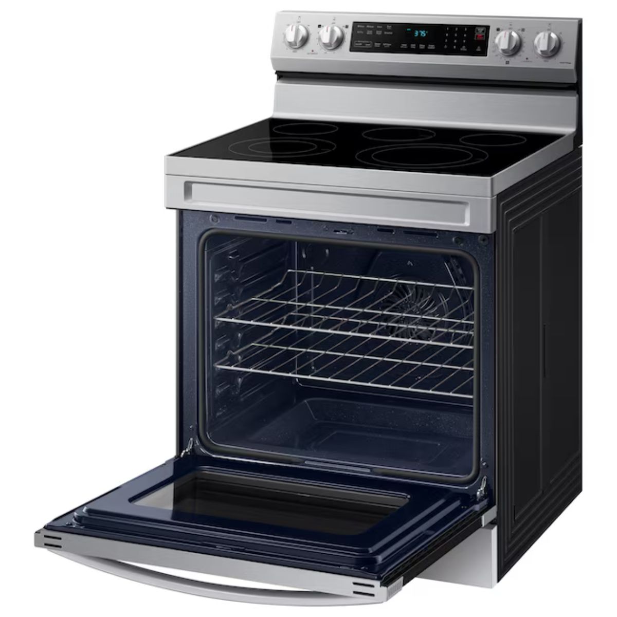 Samsung 30-in Glass Top 5 burners 6.3-cu ft Air Fry Convection Oven Freestanding Electric Range