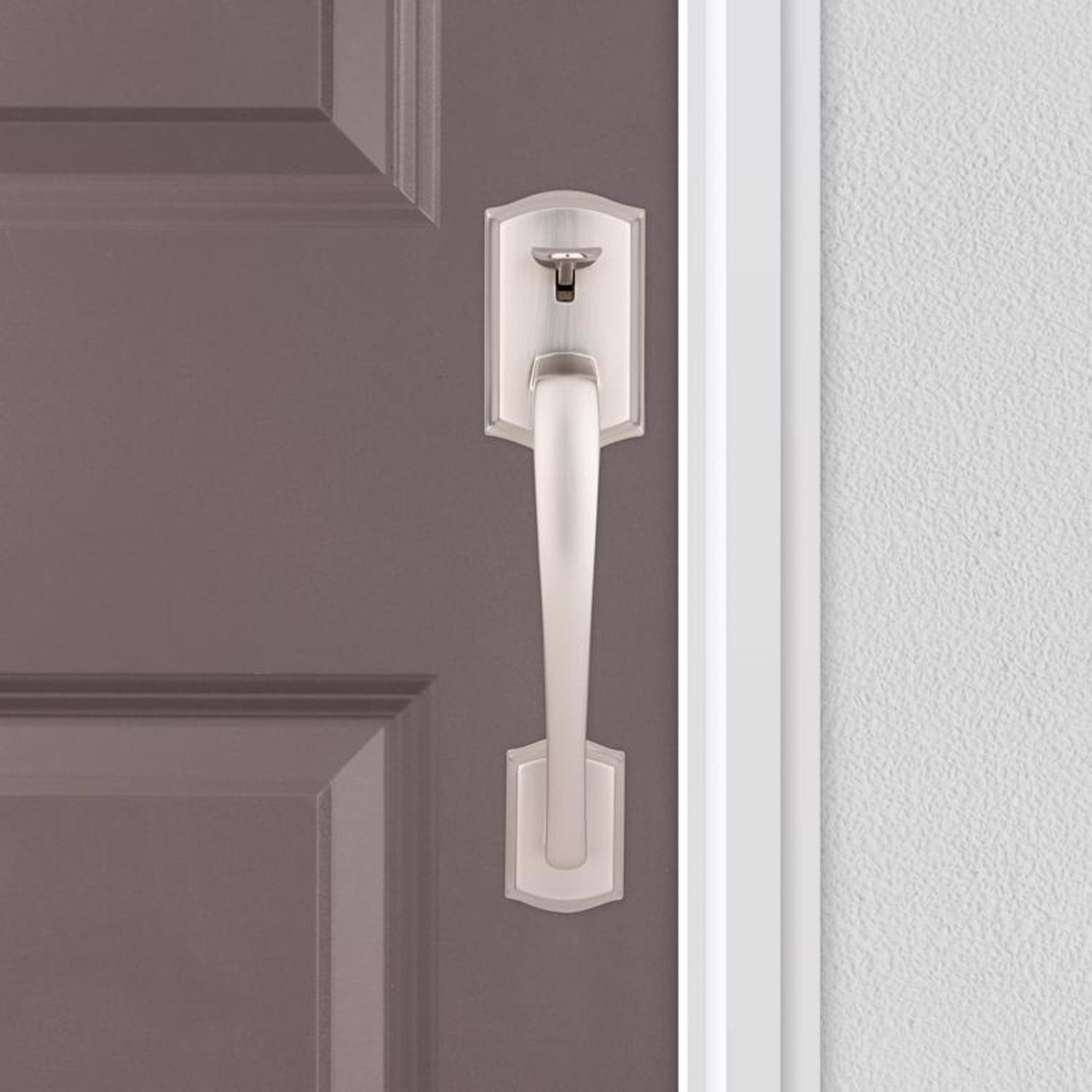 Kwikset Prescott Satin Nickel Entry Handleset 1-3/4 in.