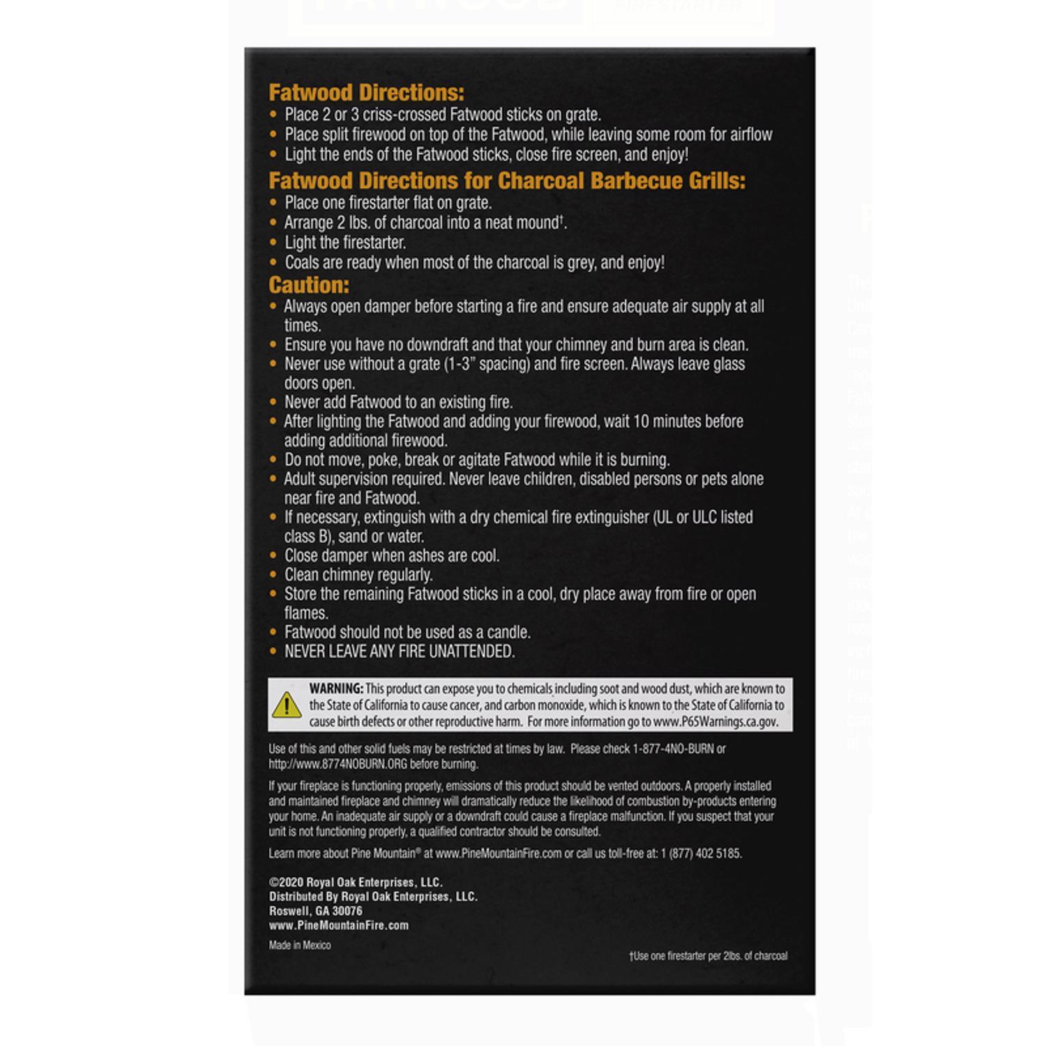 Pine Mountain Starter Stikk Fatwood Fire Starter 30 min 1.5 lb